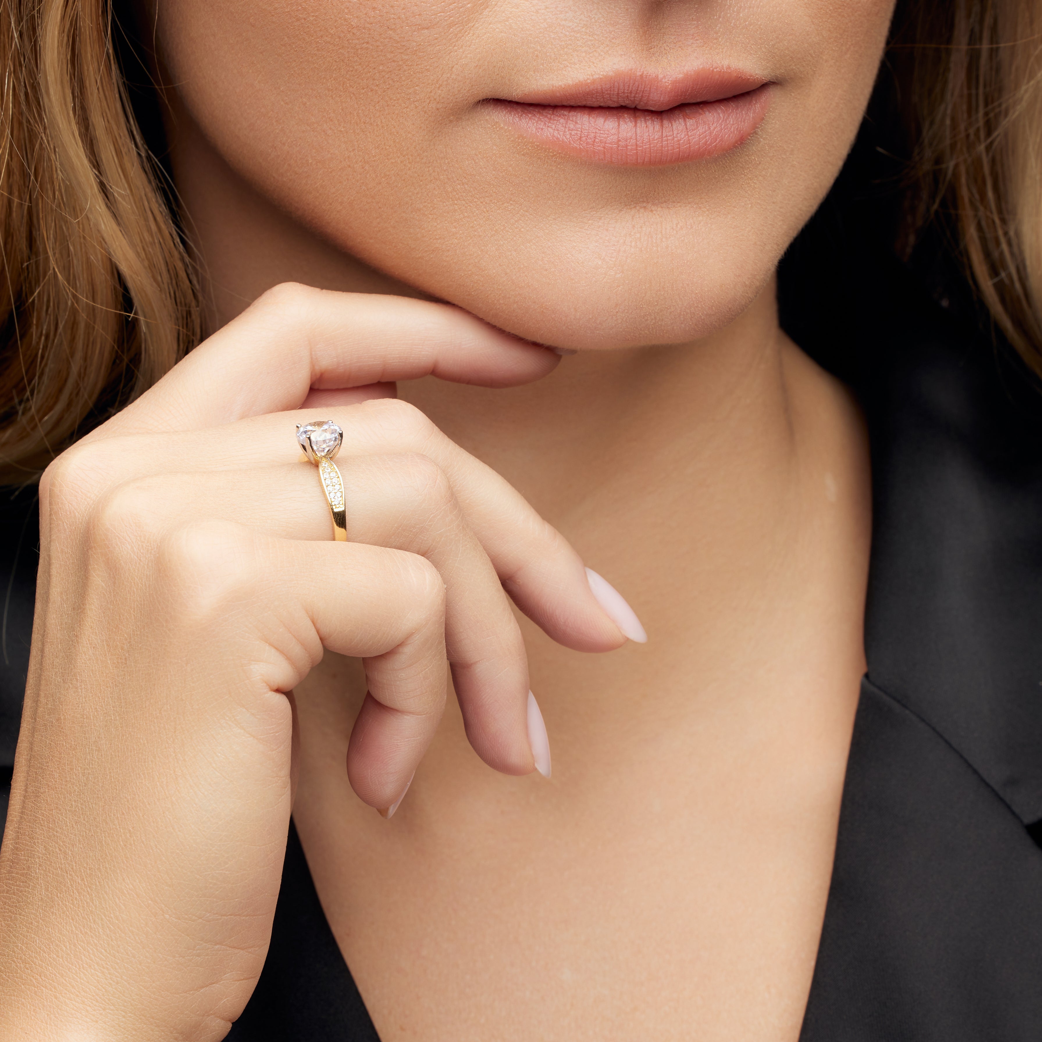 Gold ring - 'À Deux' stone-set band with Zirconia in a 14k solid white gold setting