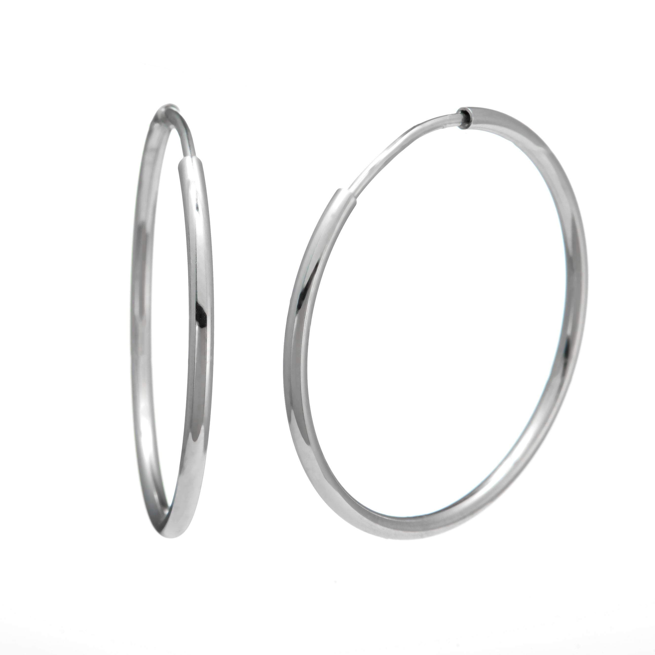 White gold earrings – 'Halo' hoops in 14k solid white gold
