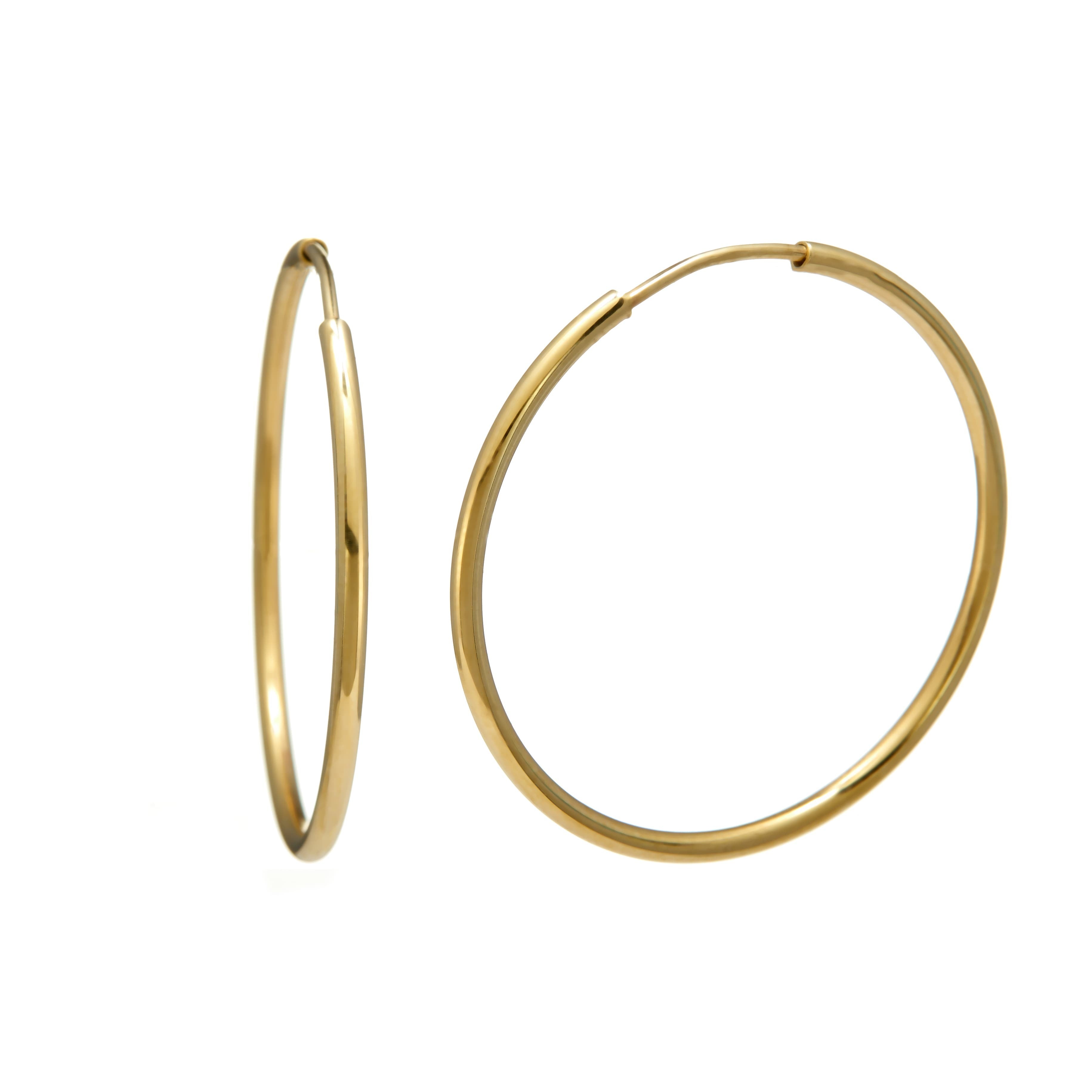 Gold earrings – 'Solar' hoops in 14k brushed solid gold