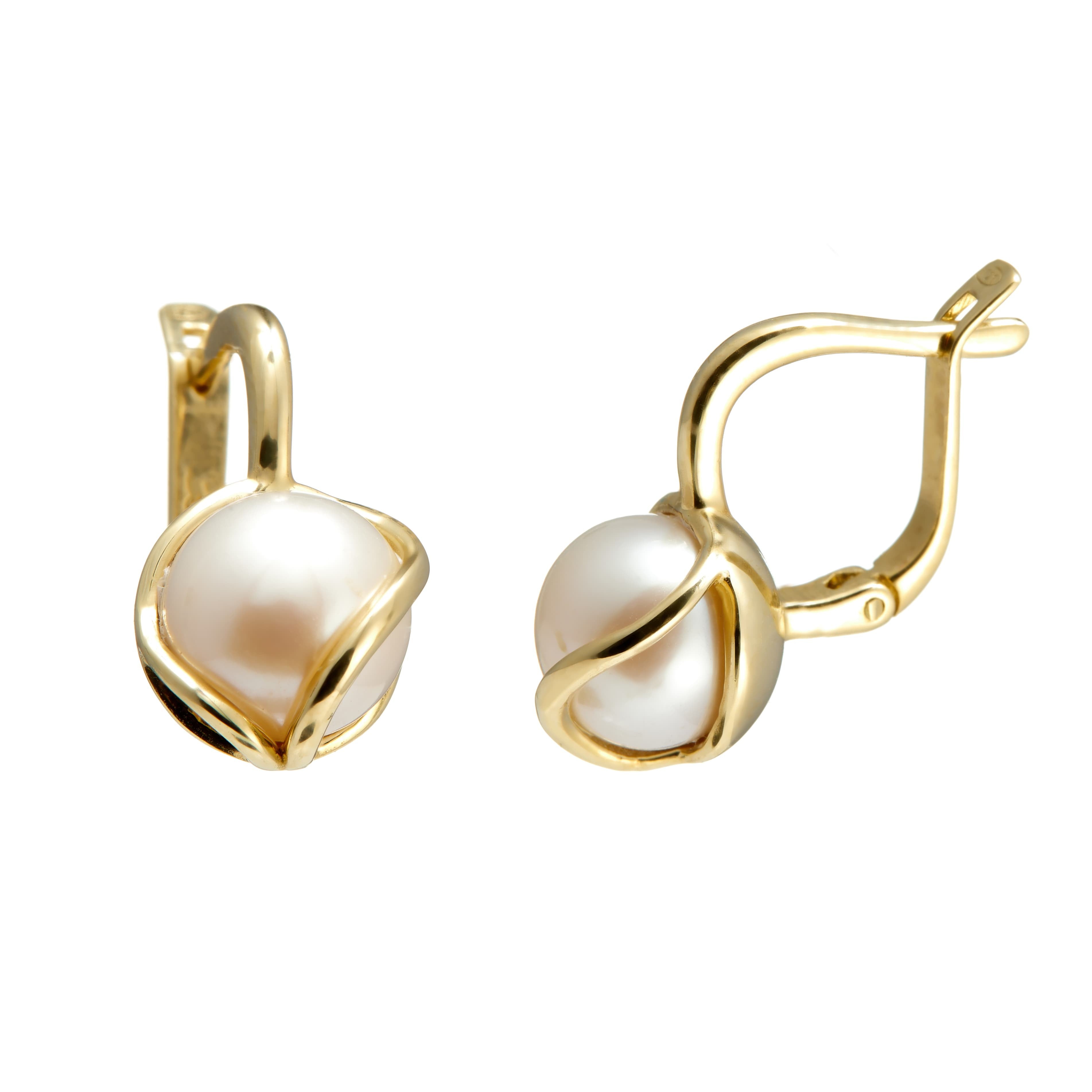 Gold pearl earrings – ‘Lustré' embrace earrings in 14k solid gold