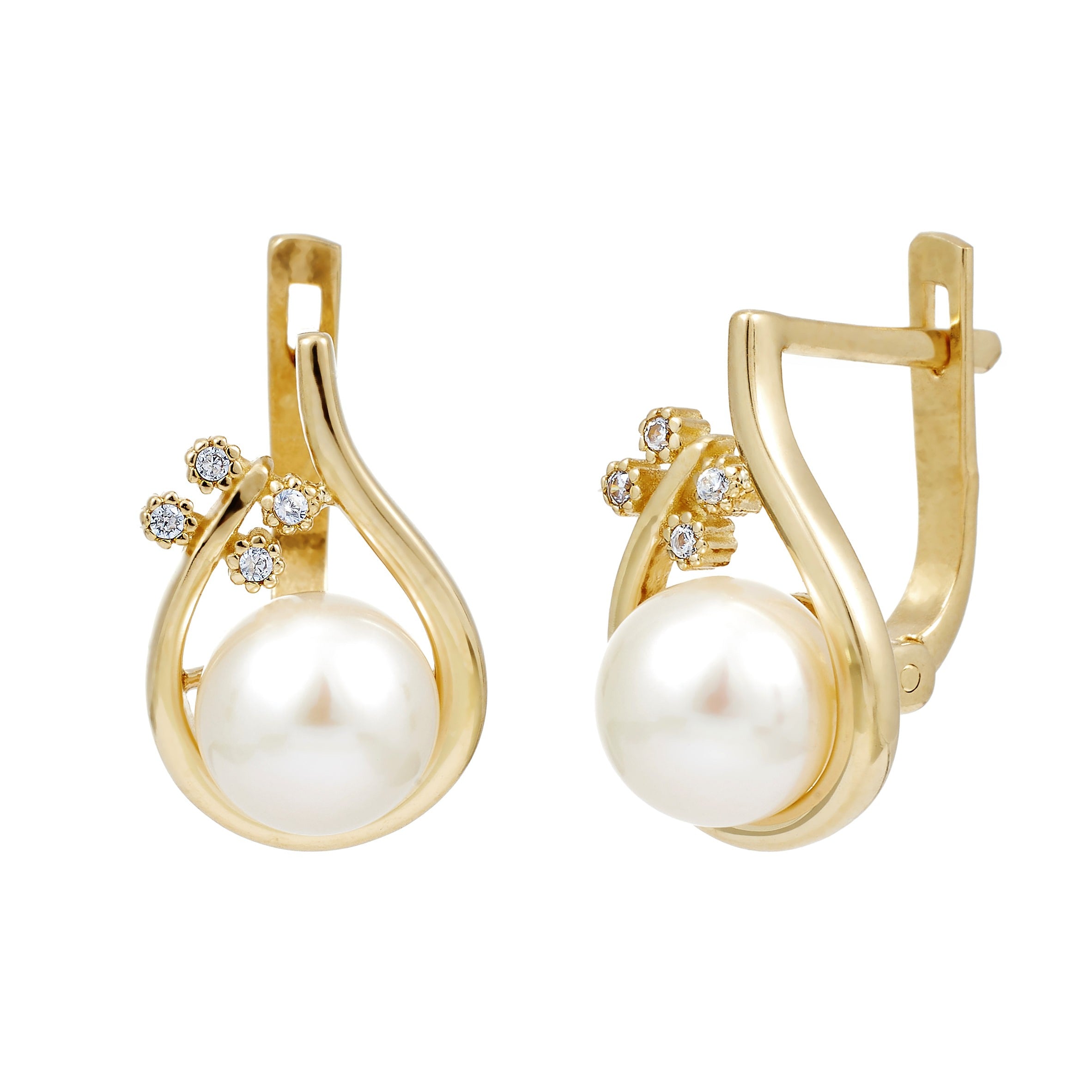 14k Yellow Gold Earrings with Culture Pearl - CER160