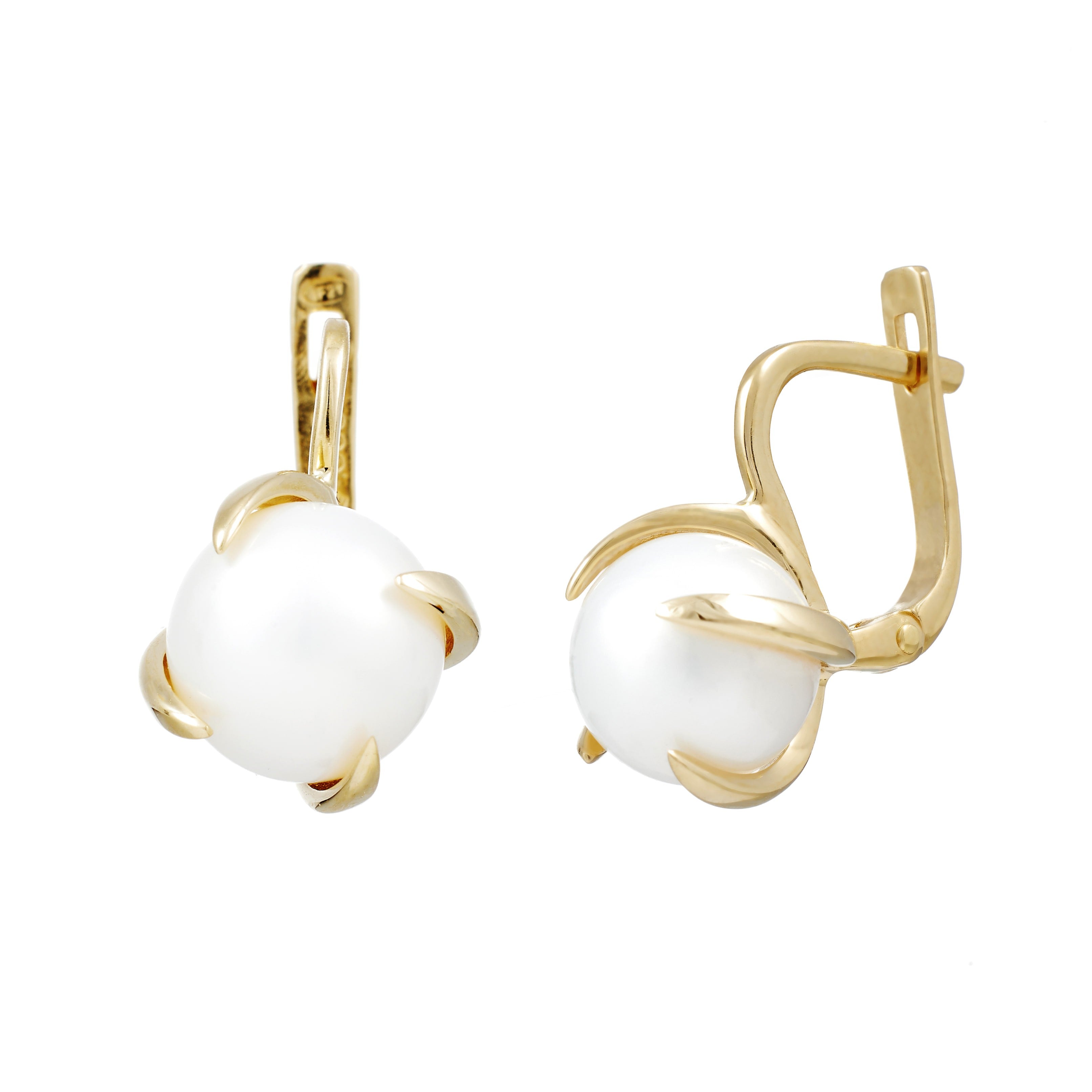 Gold pearl earrings – ‘Lustré' twist earrings in 14k solid gold