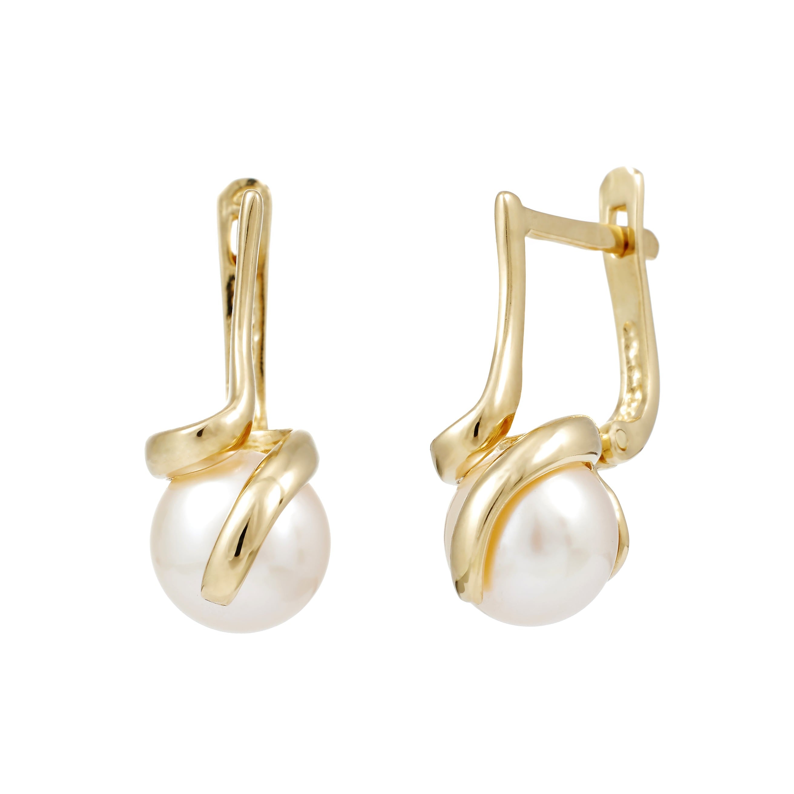 14k Yellow Gold Earrings with Culture Pearl - CER162