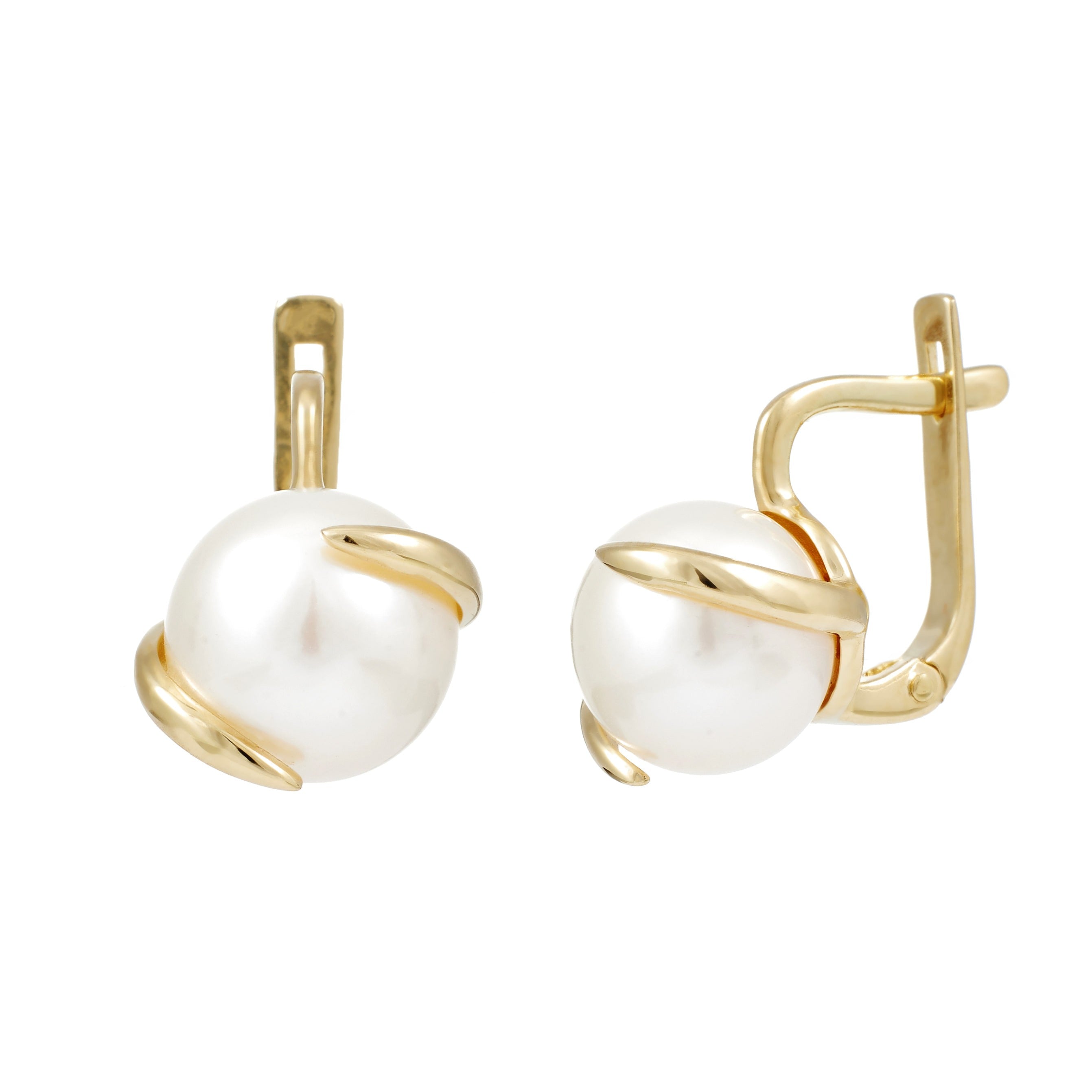 Gold pearl earrings – ‘Lustré' swirl earrings in 14k solid gold