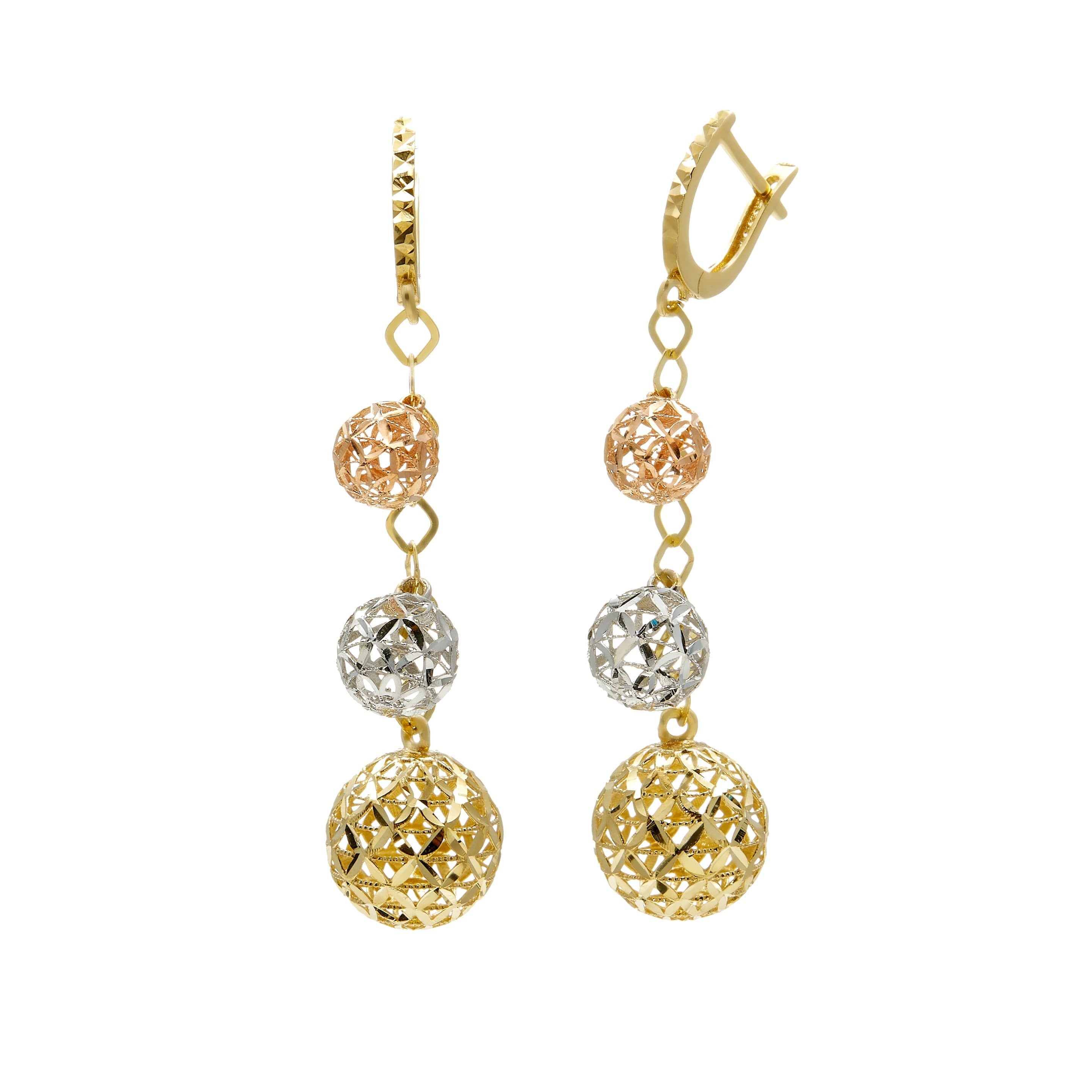 18k Yellow, White and Rose Gold Earrings - CER099