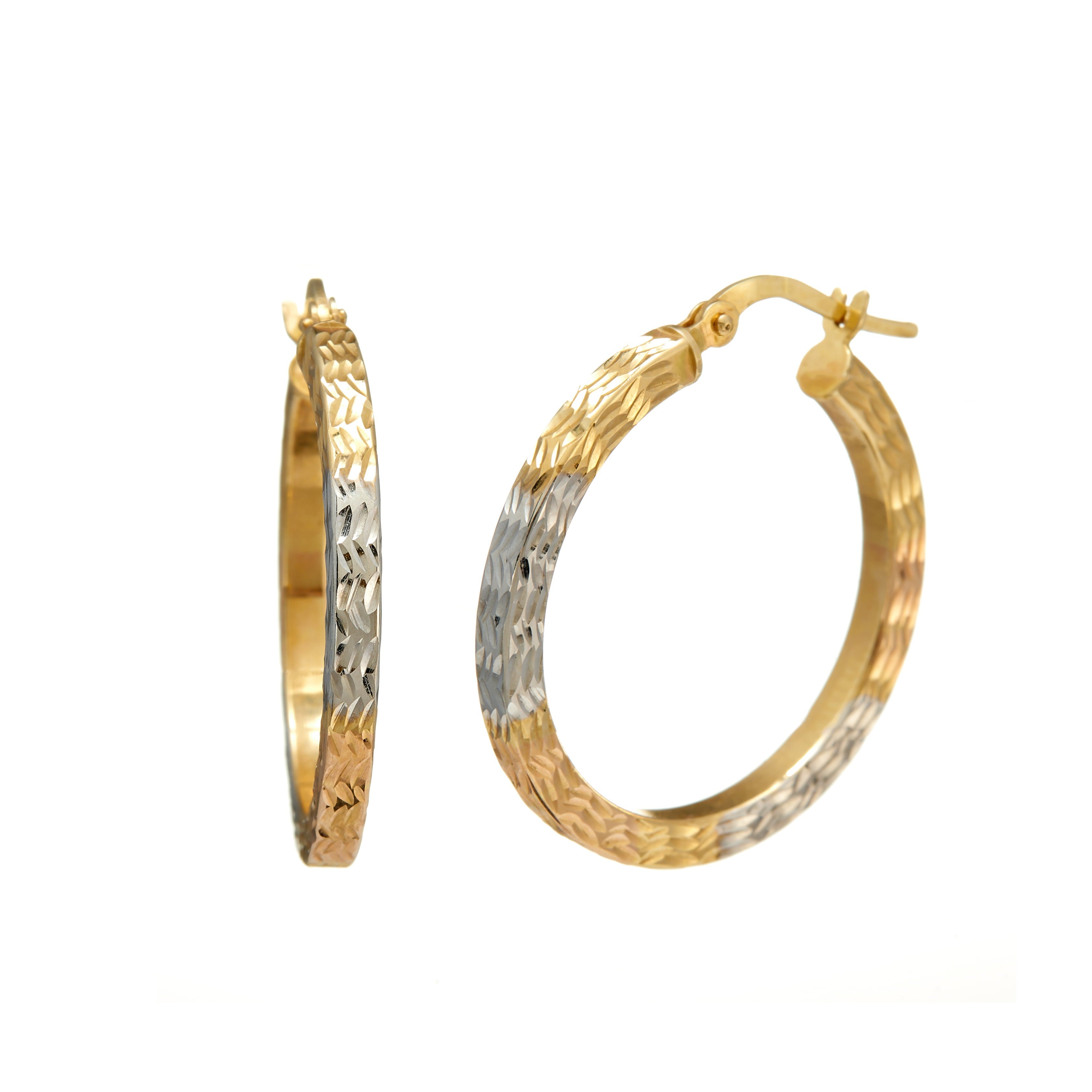 Gold earrings - 'Dualité' hoops in 14k solid gold and white gold