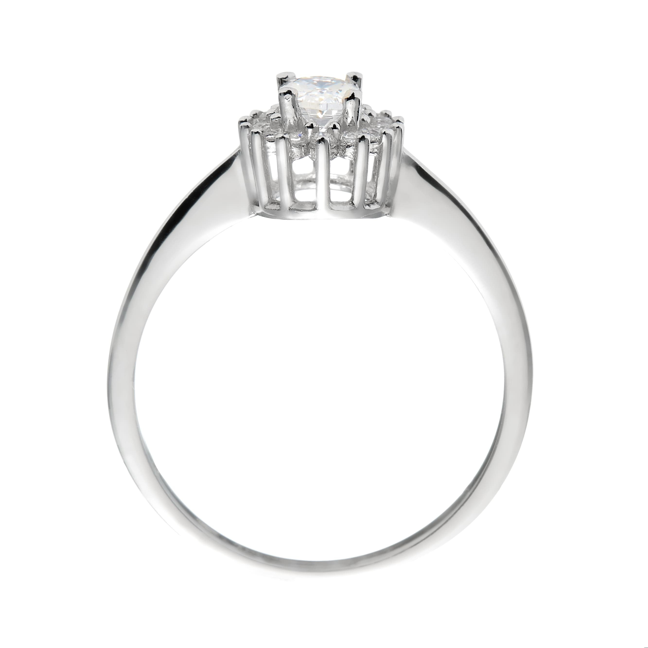 White gold ring - 'Lumière' crown ring with Zirconia in 14k solid white gold