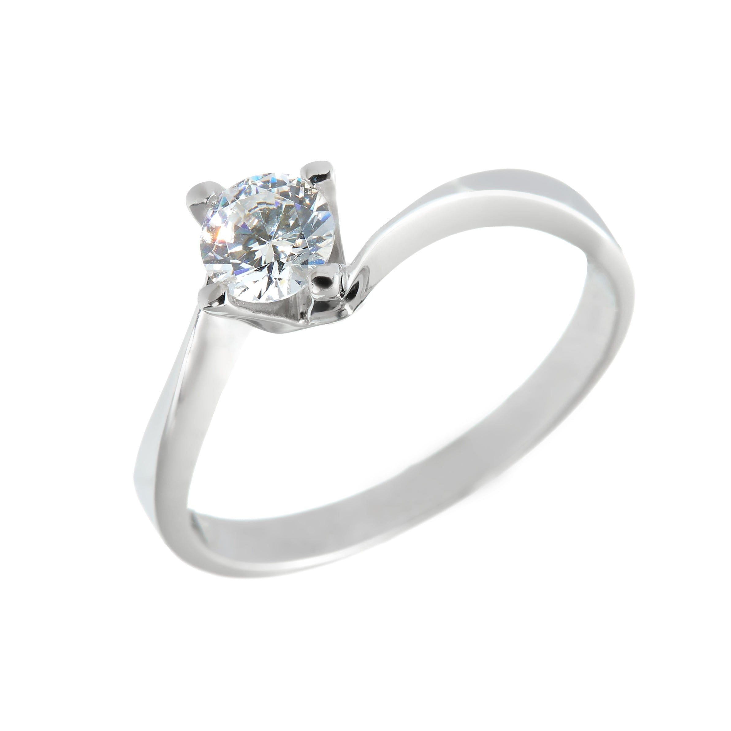 White gold ring - 'Infinité' held ring with Zirconia in 14k solid white gold