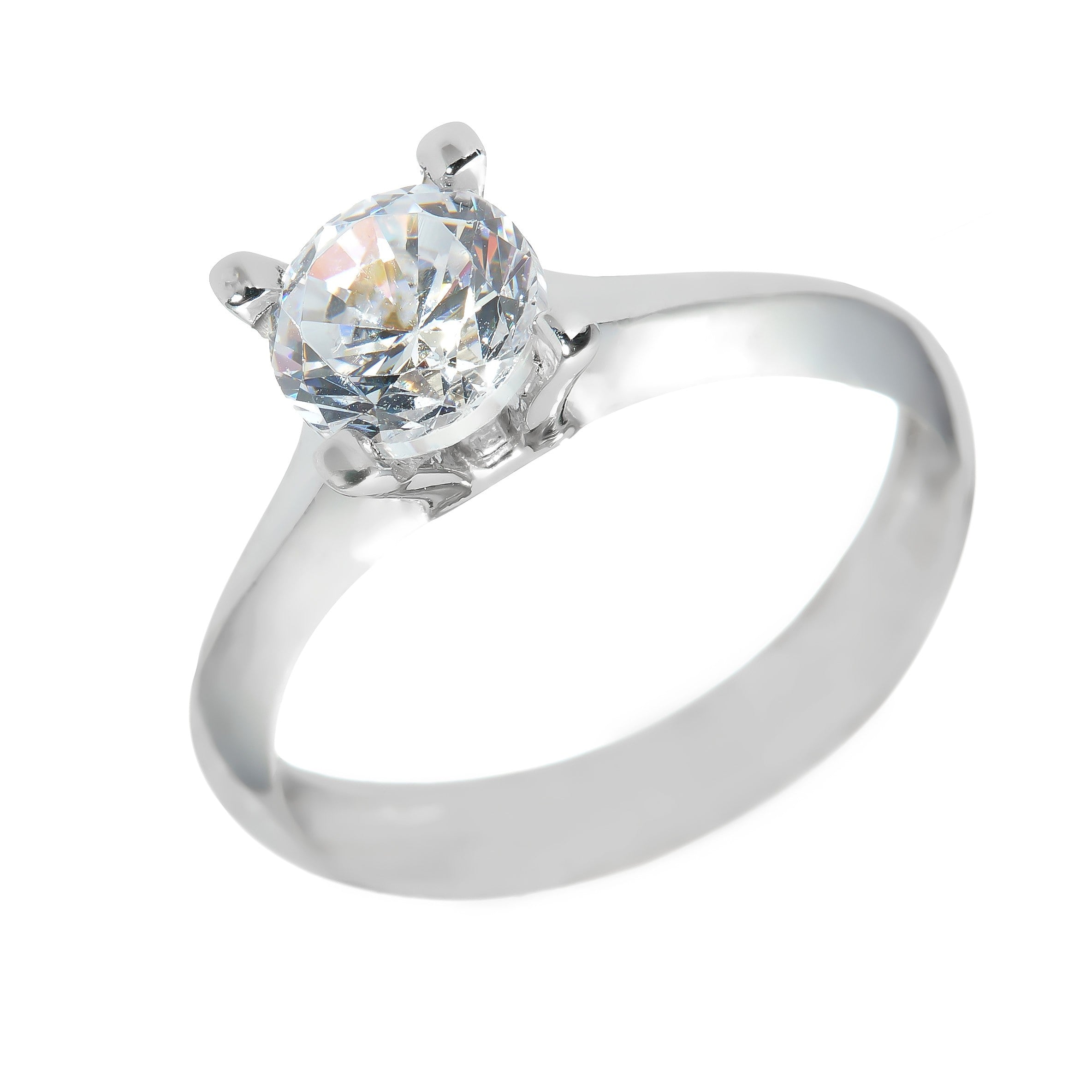 White gold ring - 'Enlacée' ring with Zirconia in 14k solid white gold
