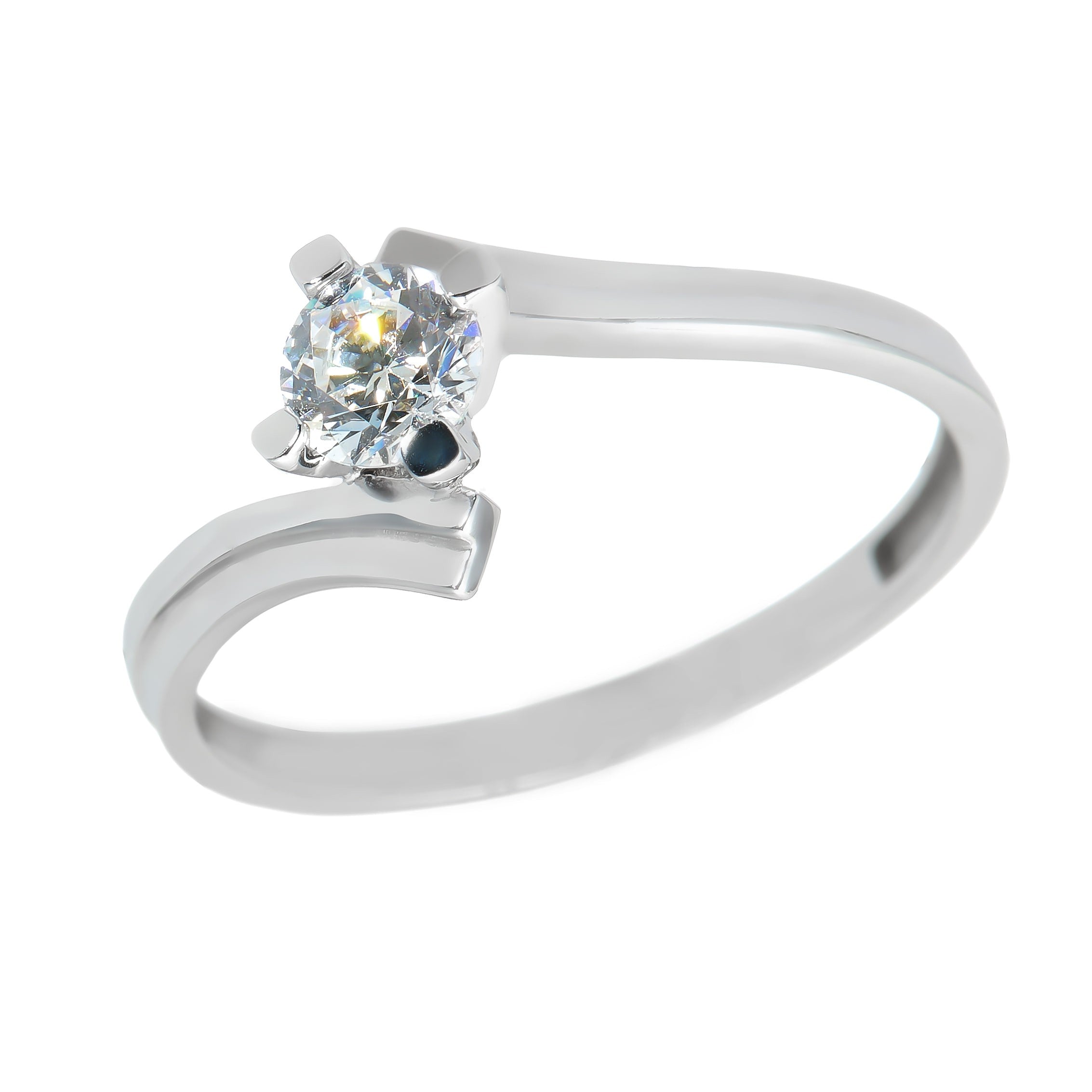 White gold ring - 'Infinité' twist ring with Zirconia in 14k solid white gold