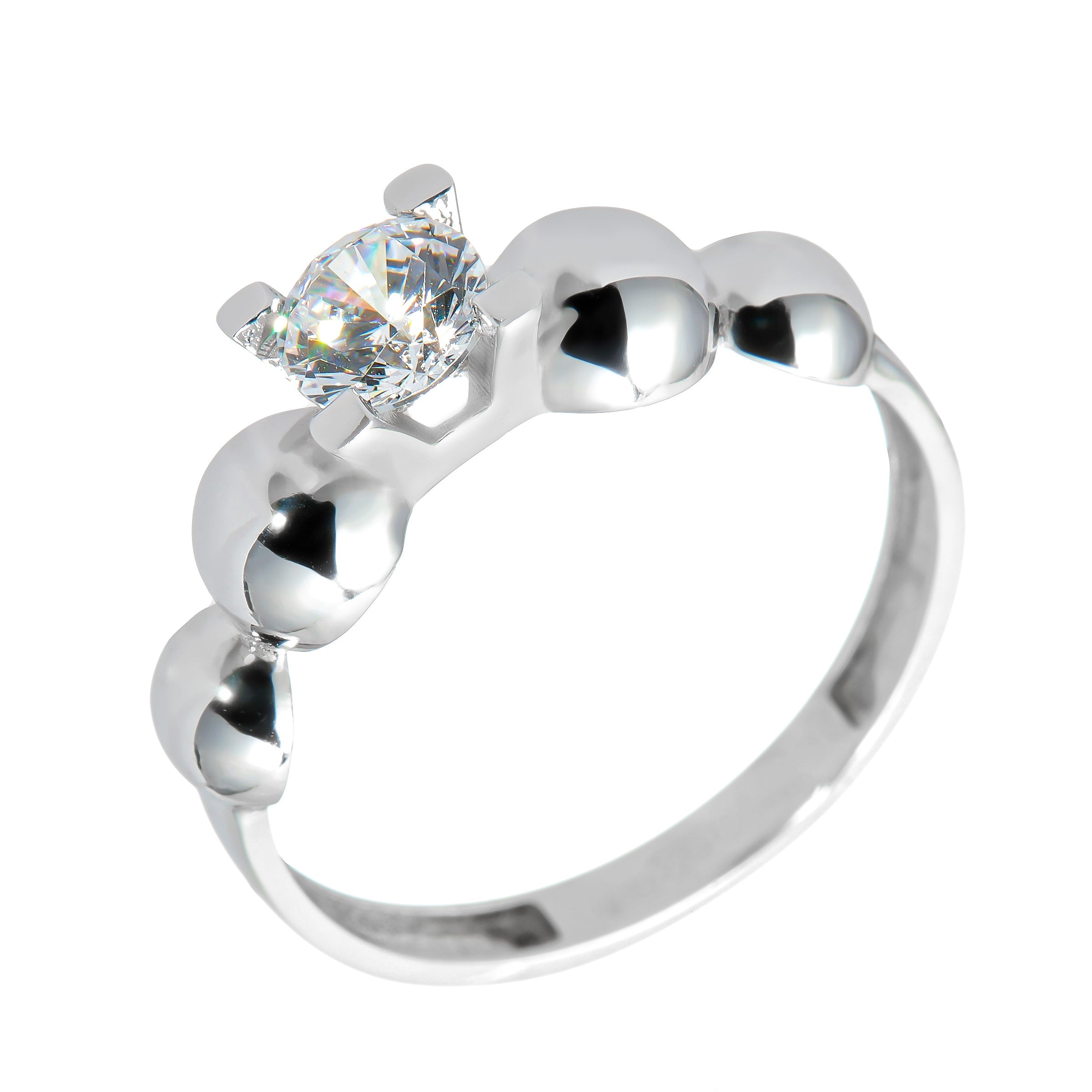 White gold ring - 'Soufflé' bubbled band with Zirconia in 14k solid white gold