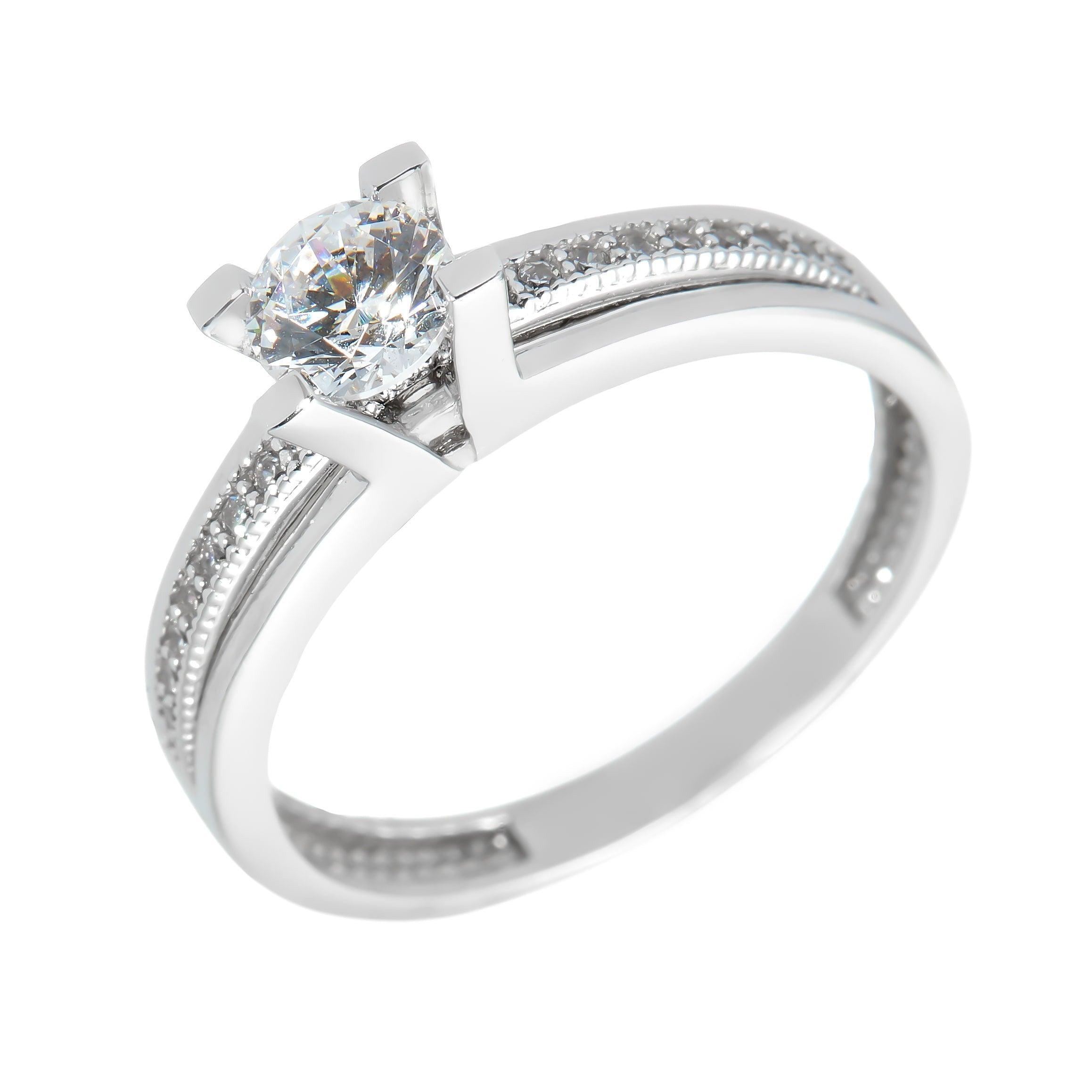 White gold ring - 'Étoilée' stone set band with Zirconia in 14k solid white gold