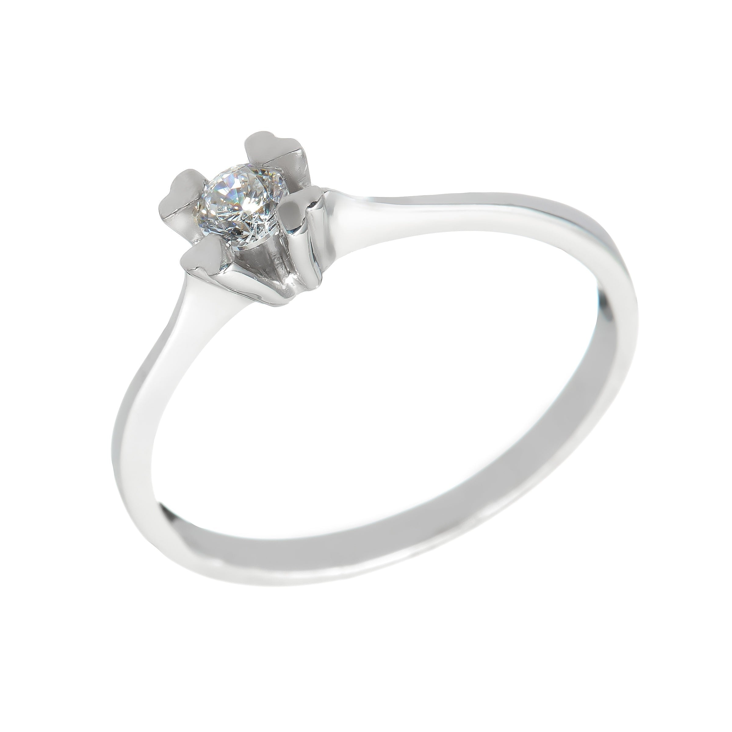 White gold ring - 'Amoura' ring with Zirconia in 14k solid white gold
