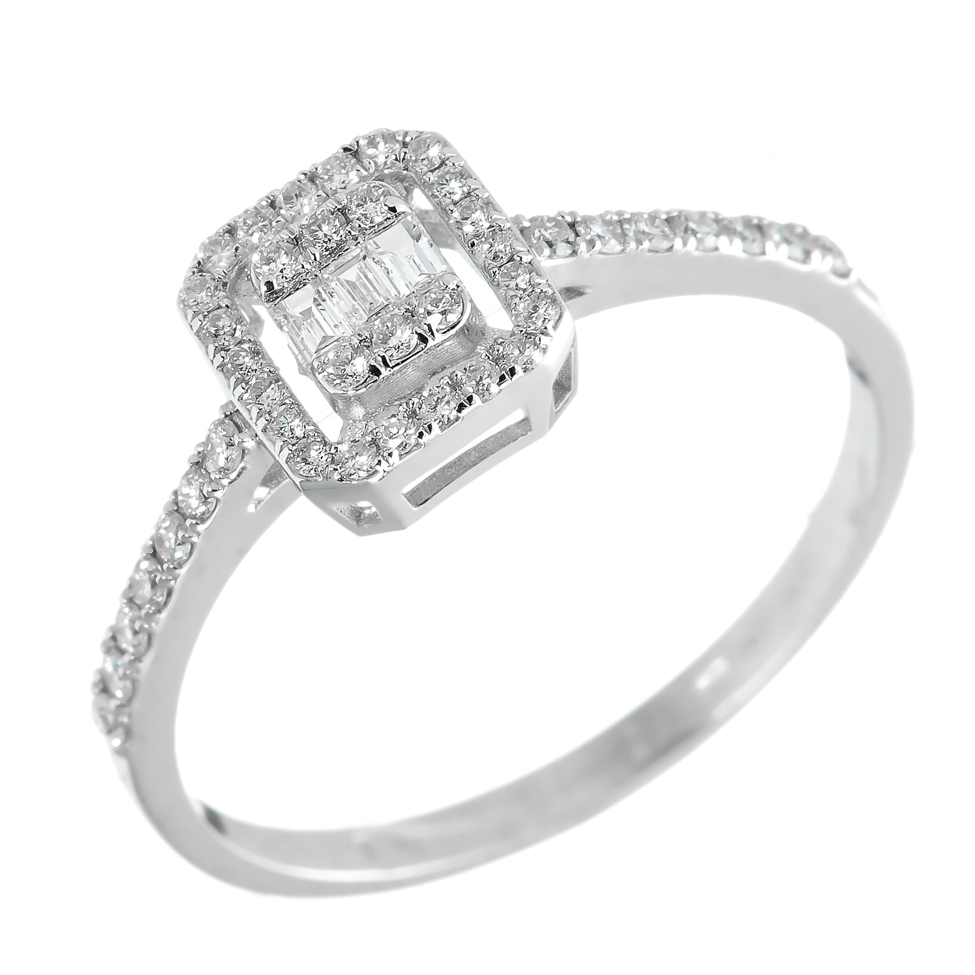 Diamond ring - 'Éclat' stone-set band in 18k solid white gold