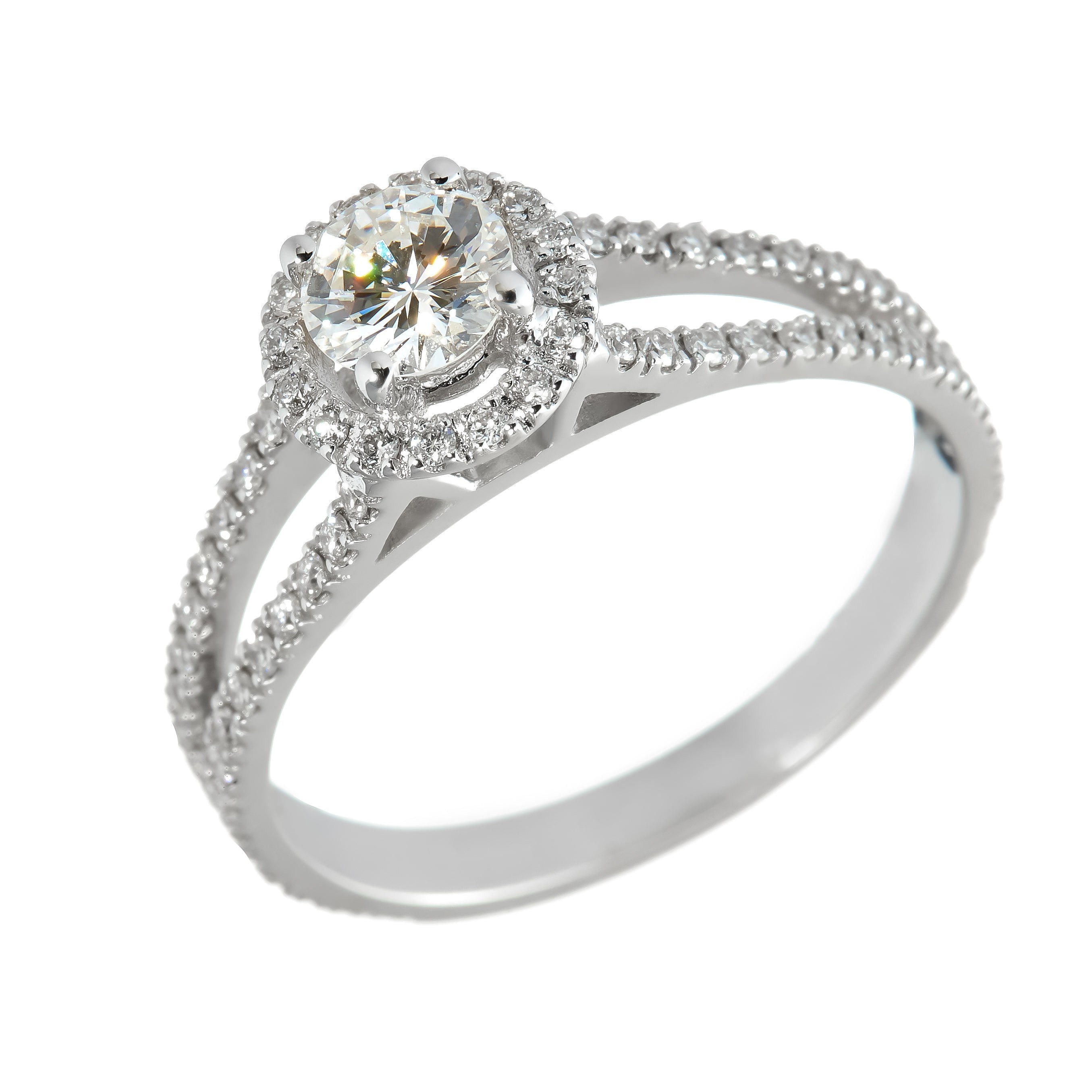 Diamond ring - 'Éclat' stone-set dual band in 18k solid white gold