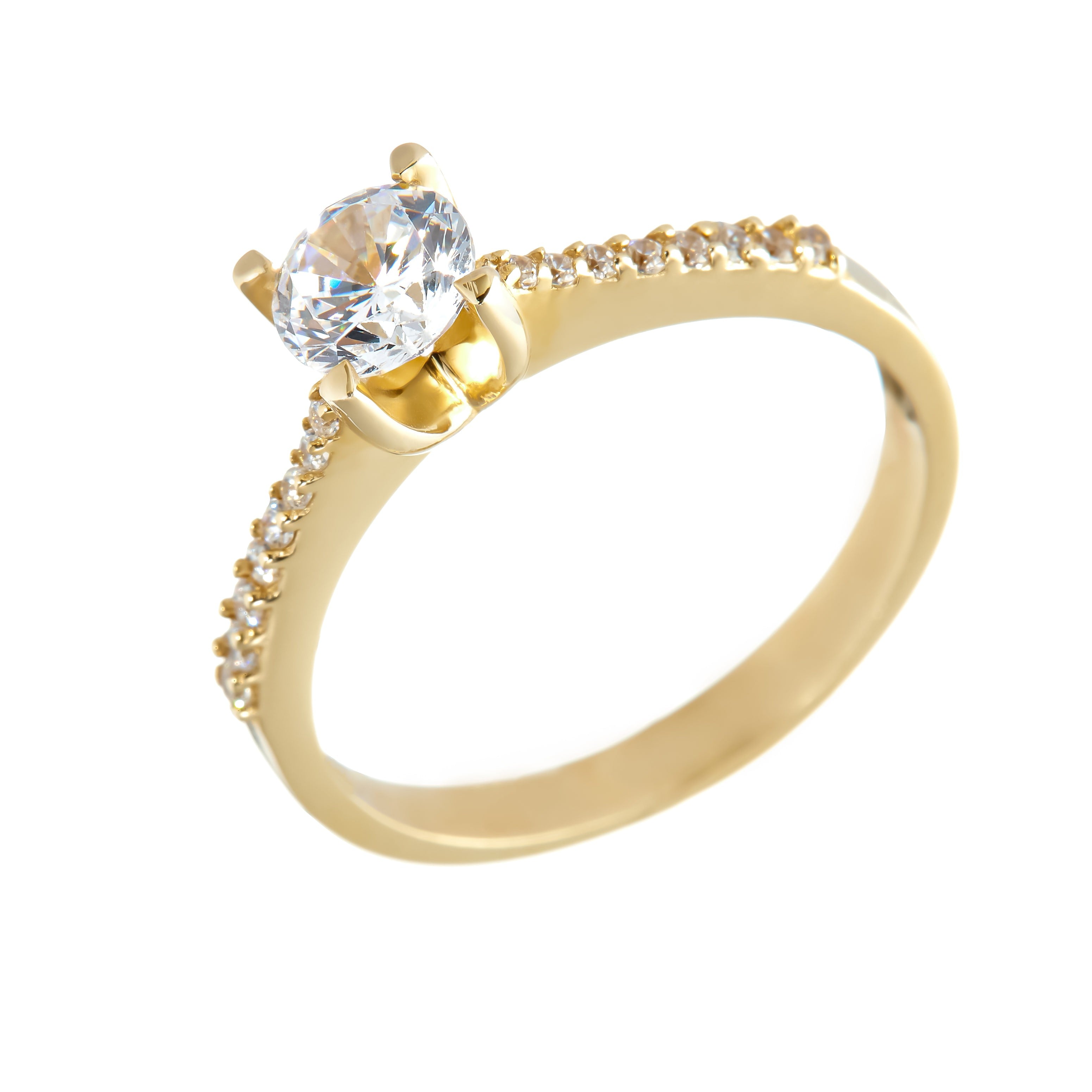 Gold ring - 'Velata' stone-set band with Zirconia in 14k solid gold