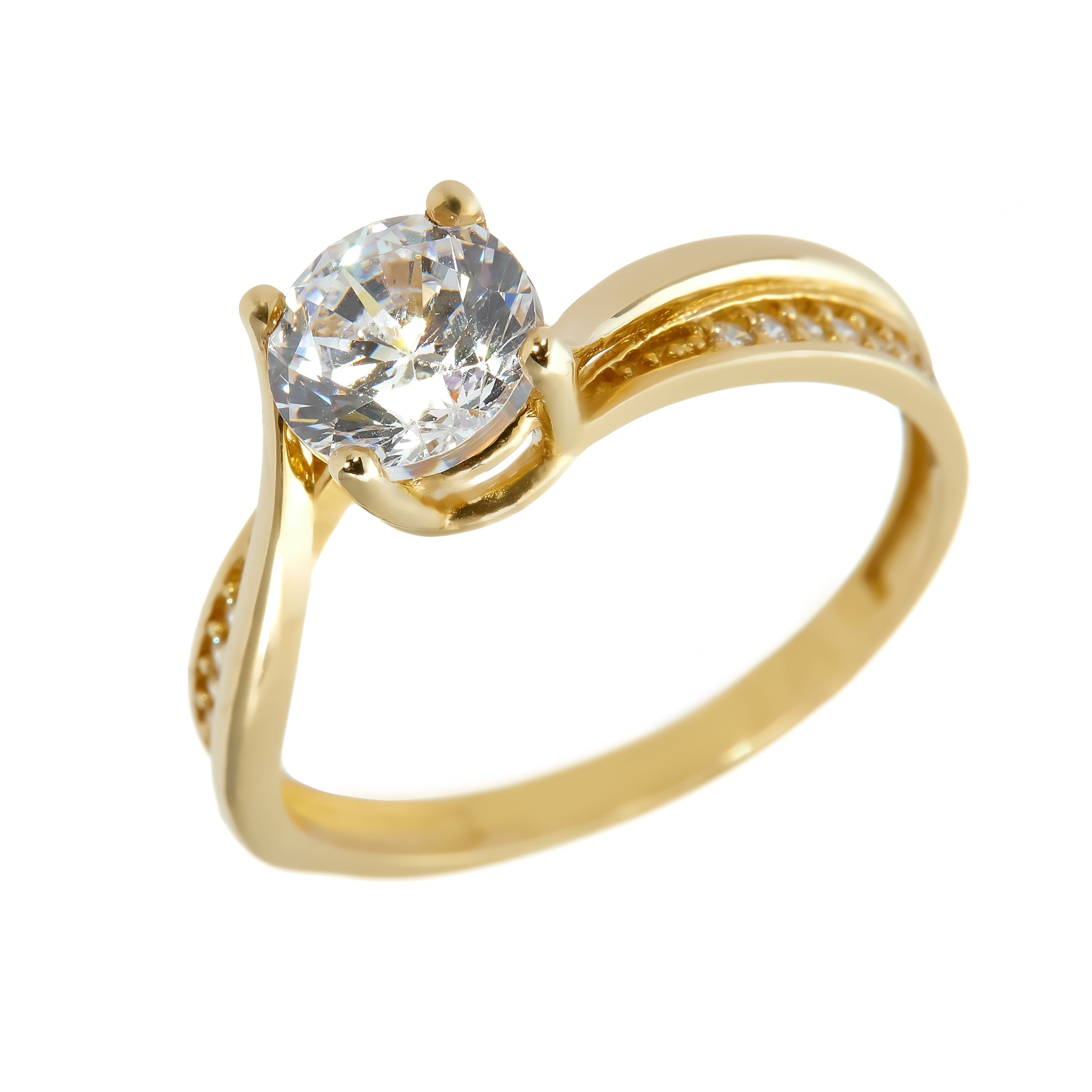 Gold ring - 'Infinité' stone-set band with Zirconia in 14k solid gold