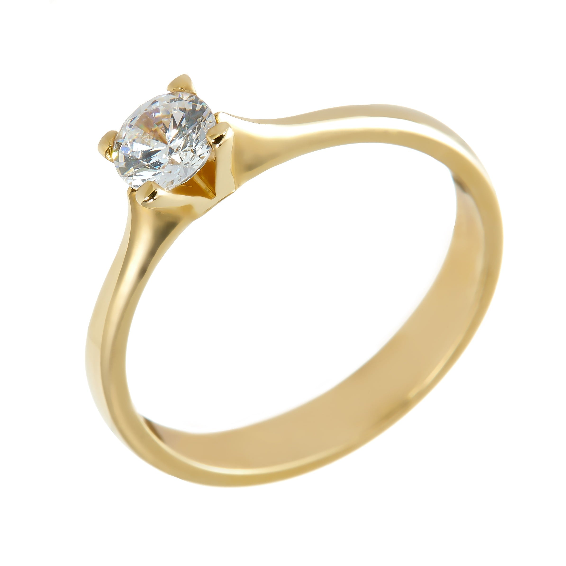 Gold ring - 'Aurora' gold ring with Zirconia in 14k solid gold