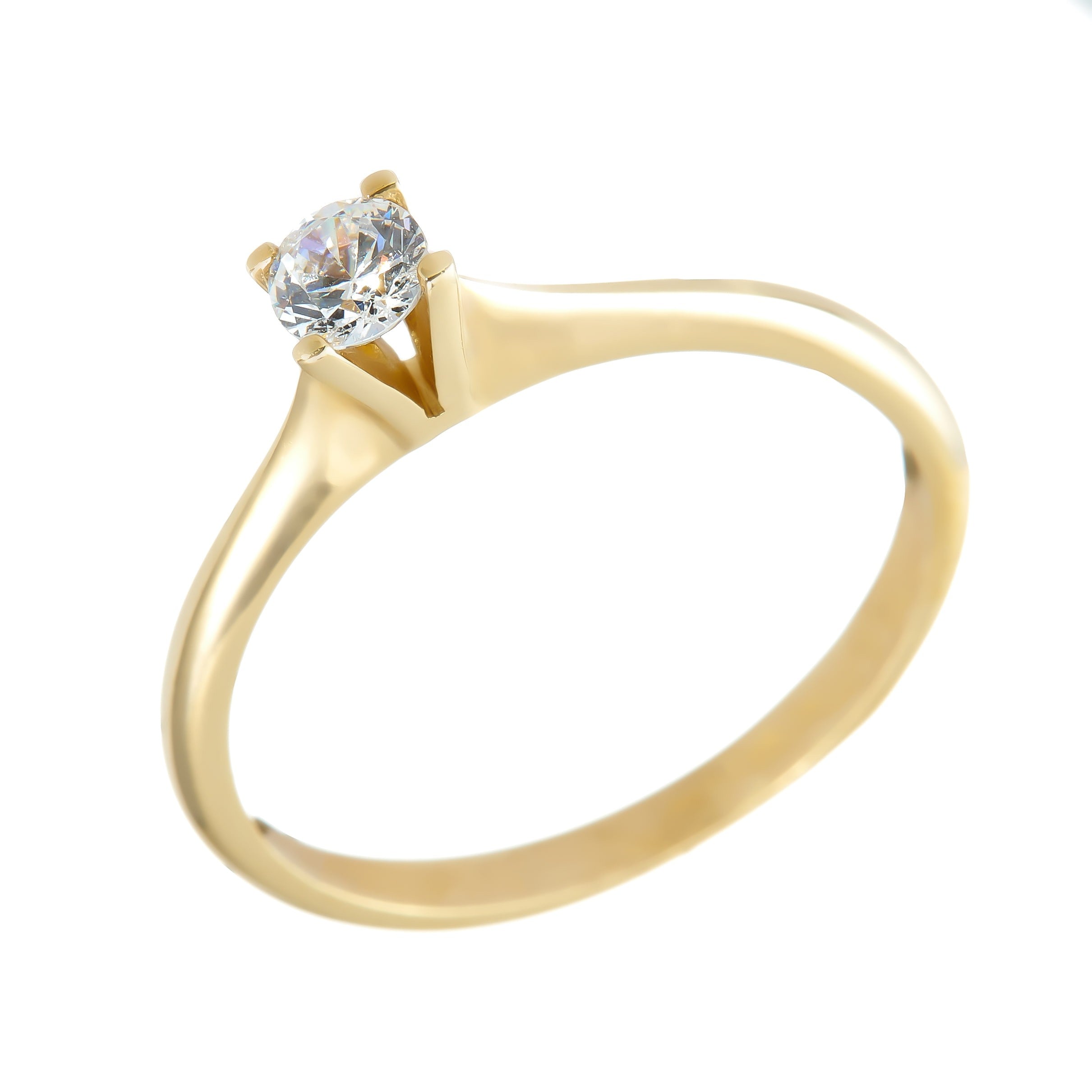 Gold ring - 'Aurora' gold ring with Zirconia in 14k solid gold