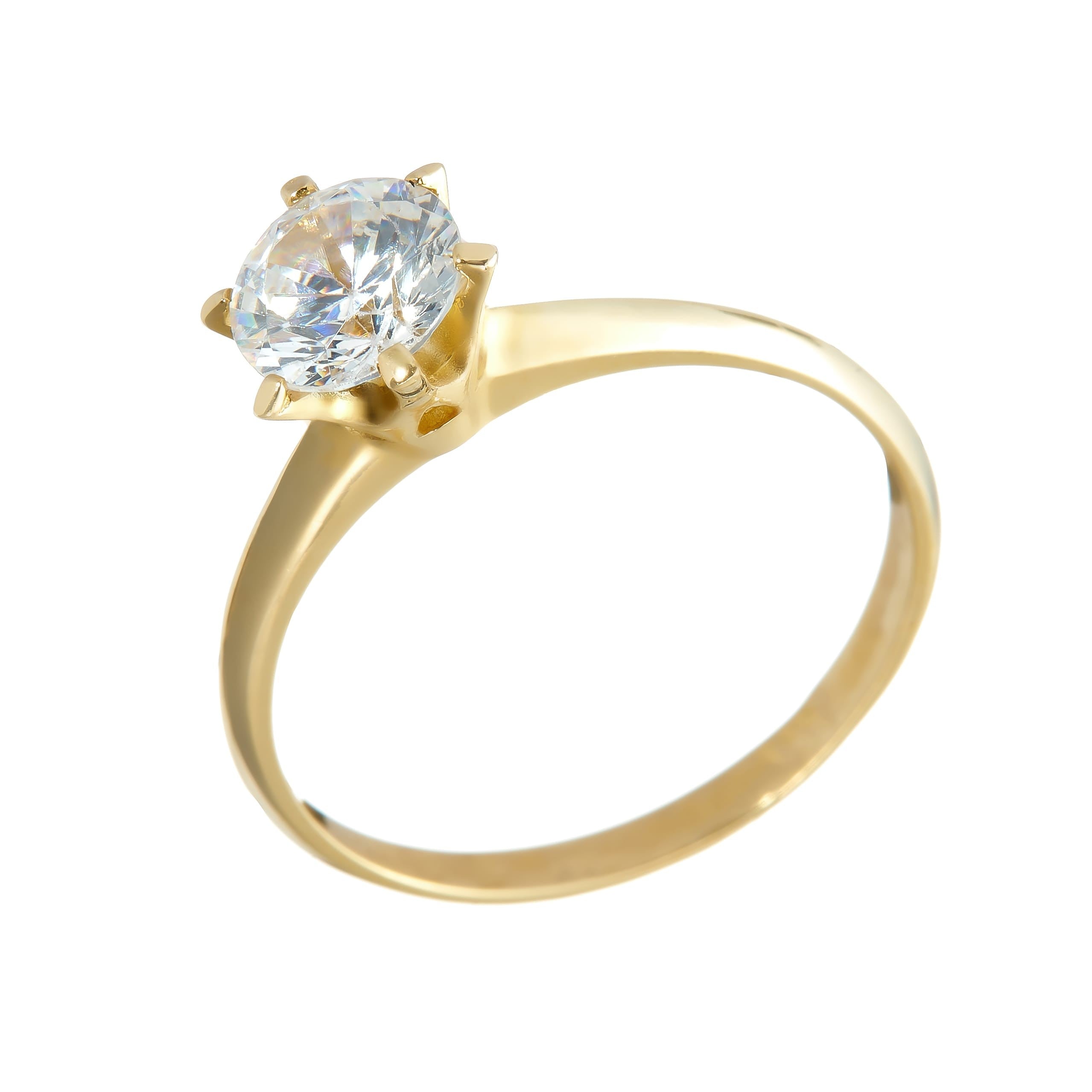 Gold ring - 'Aurora' gold ring with Zirconia in 14k solid gold