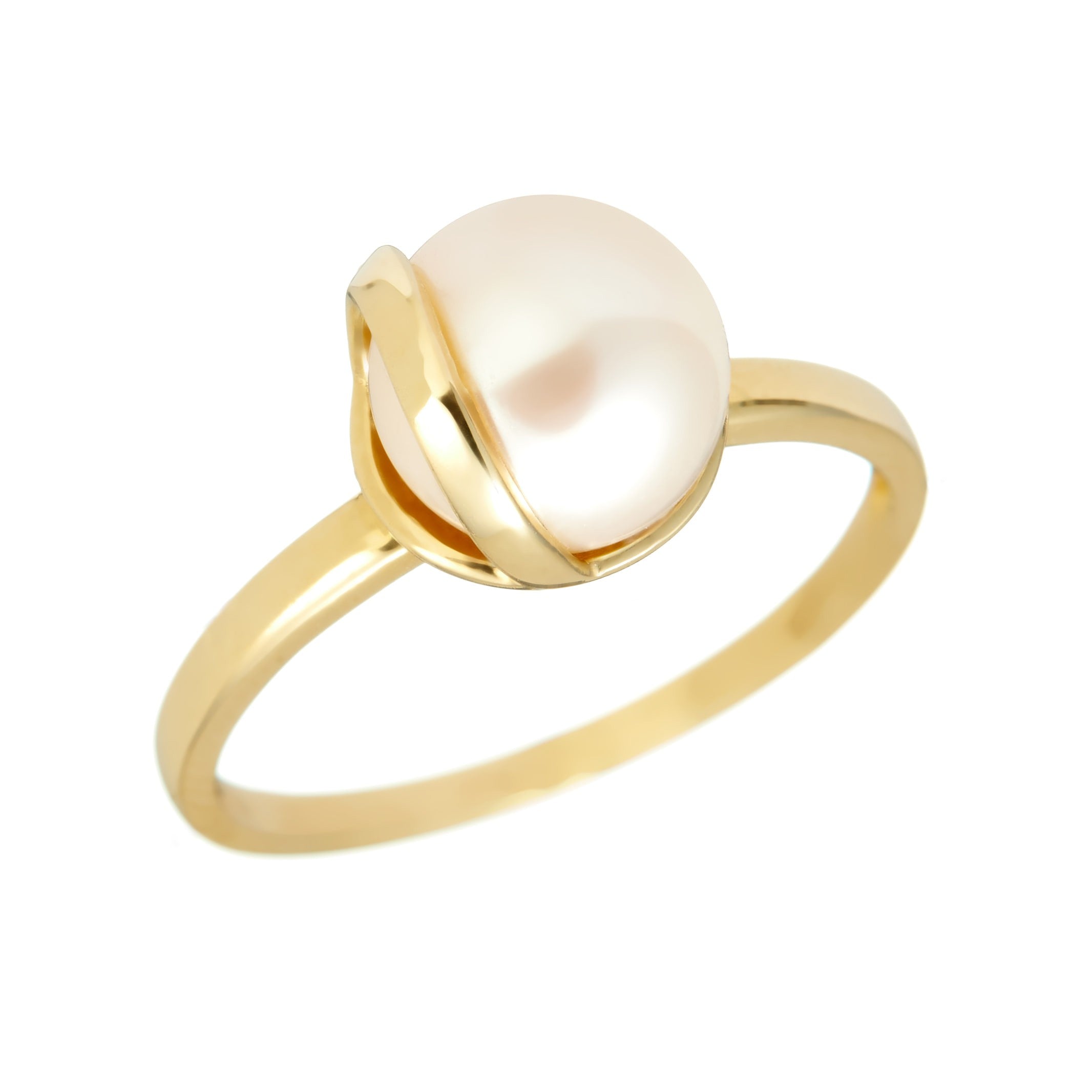 Gold pearl ring – ‘Lustré' encasée ring in 14k solid gold