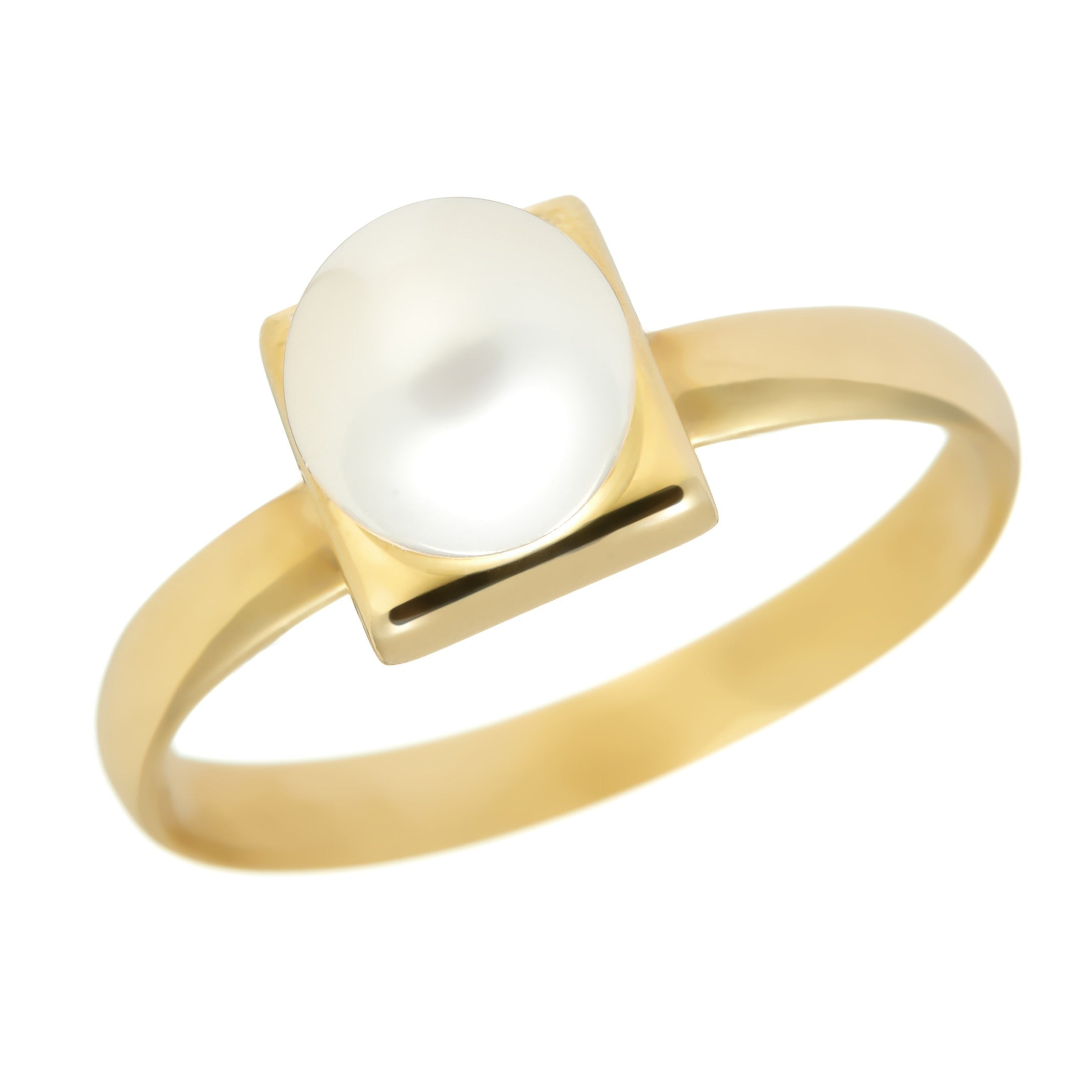 Gold pearl ring – ‘Lustré' framed ring in 14k solid gold