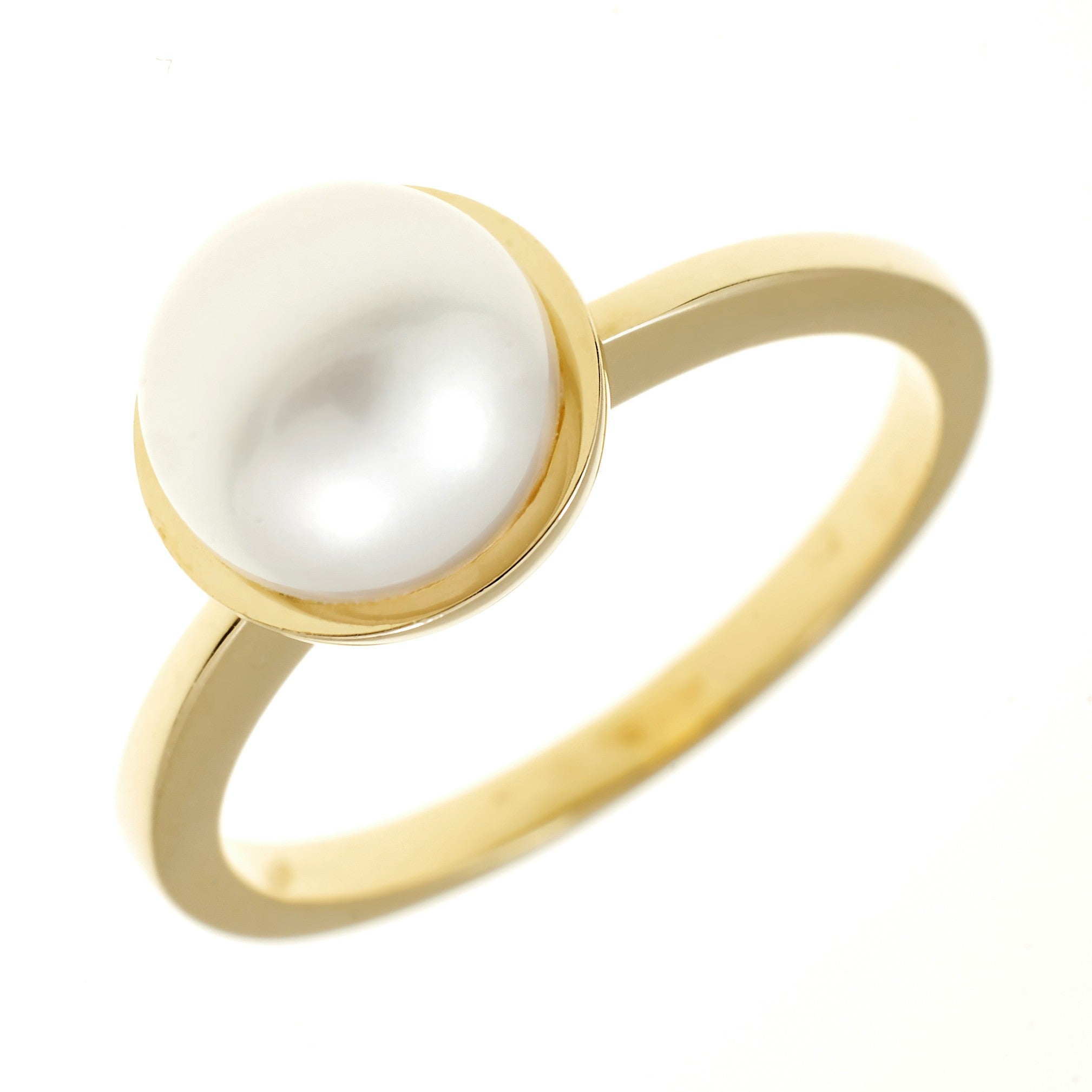 Gold pearl ring – ‘Lustré' solitaire ring in 14k solid gold