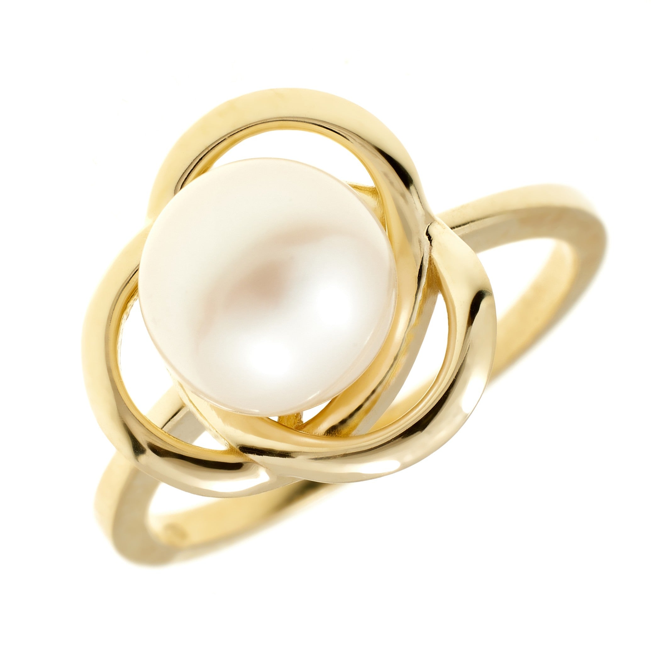Gold pearl ring – ‘Lustré' wrapped ring in 14k solid gold