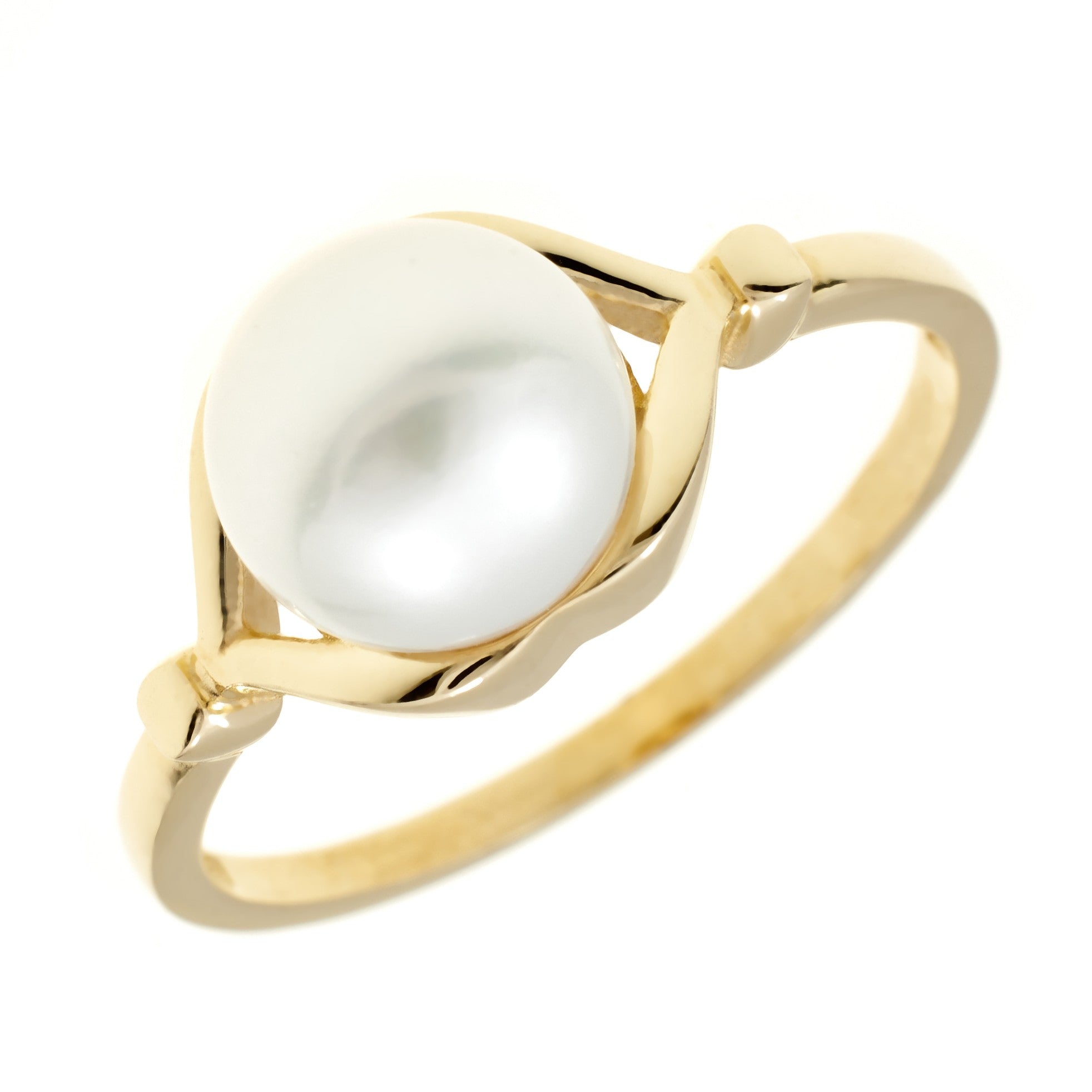 Gold pearl ring – ‘Lustré' twist ring in 14k solid gold