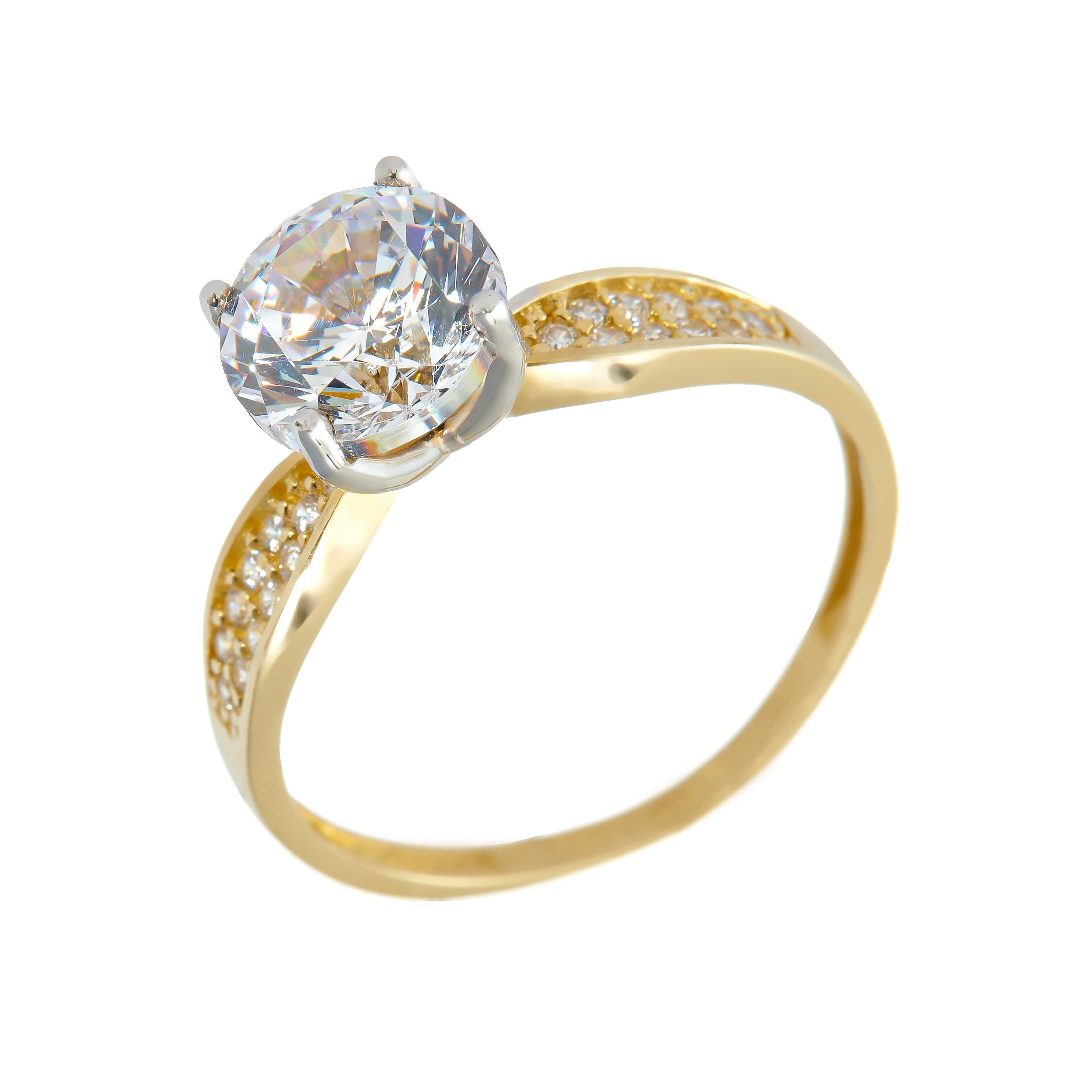 Gold ring - 'À Deux' stone-set band with Zirconia in a 14k solid white gold setting