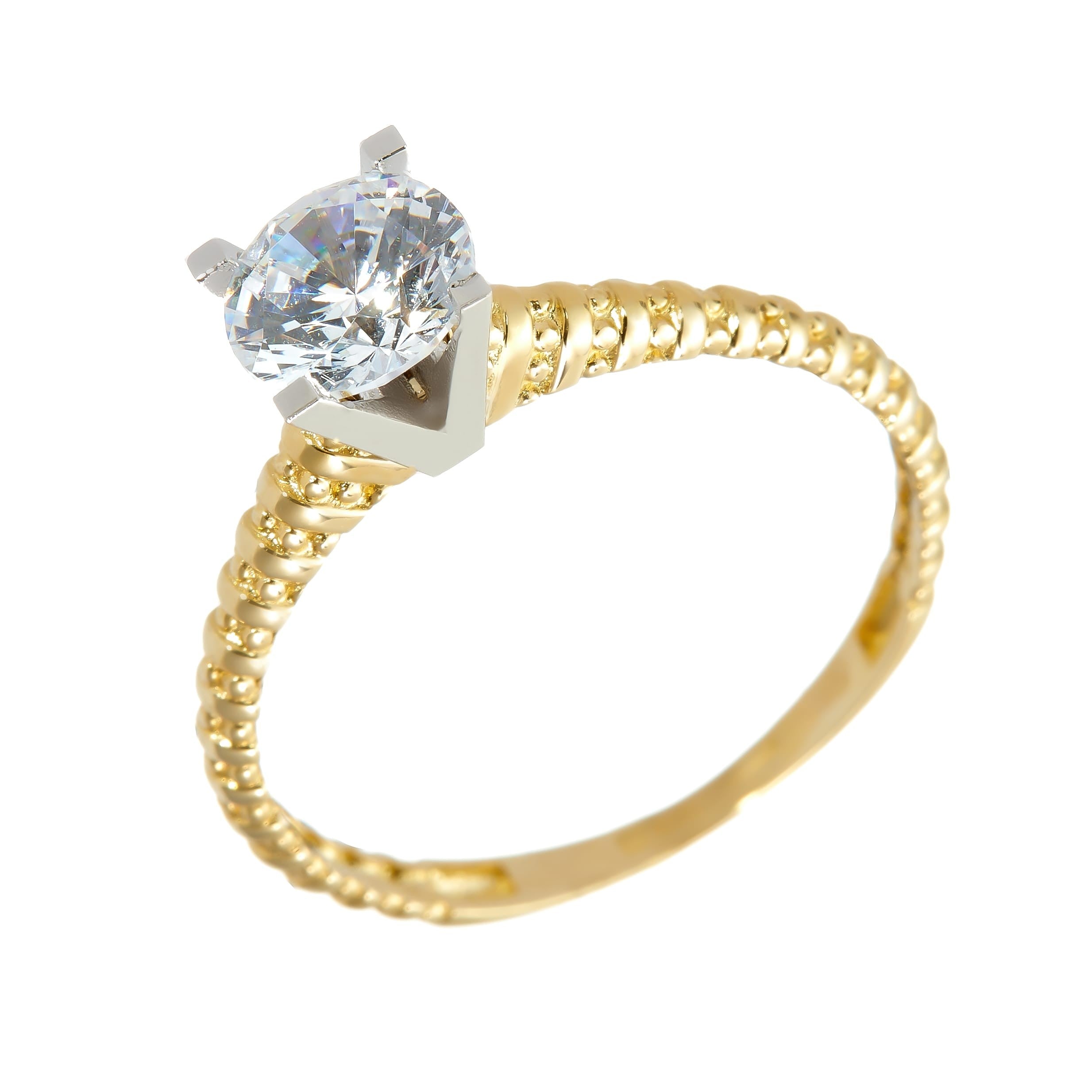 Gold ring - 'À Deux' woven band with Zirconia in a 14k solid white gold setting