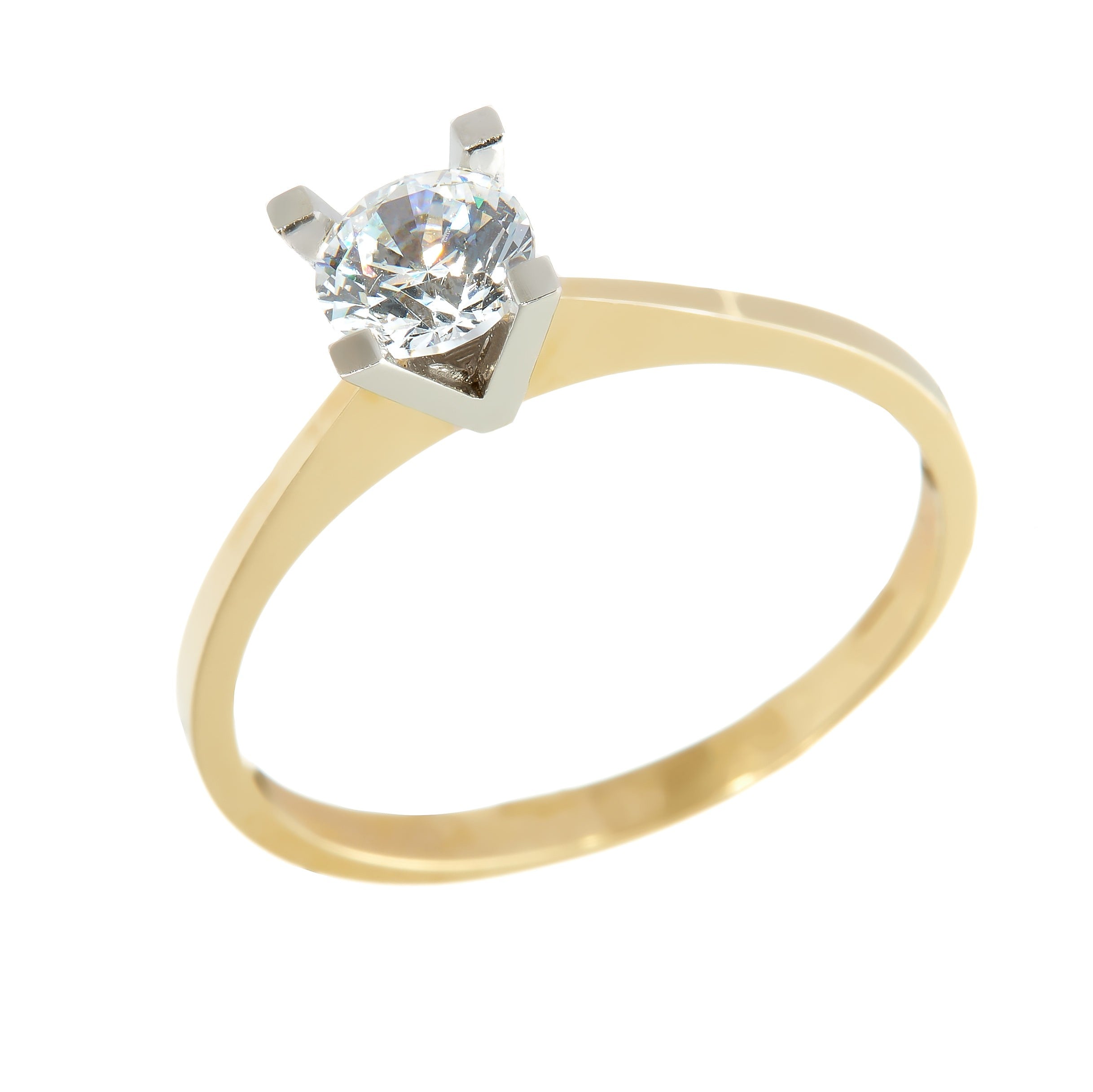 Gold ring - 'À Deux' gold ring with Zirconia in a 14k solid white gold setting