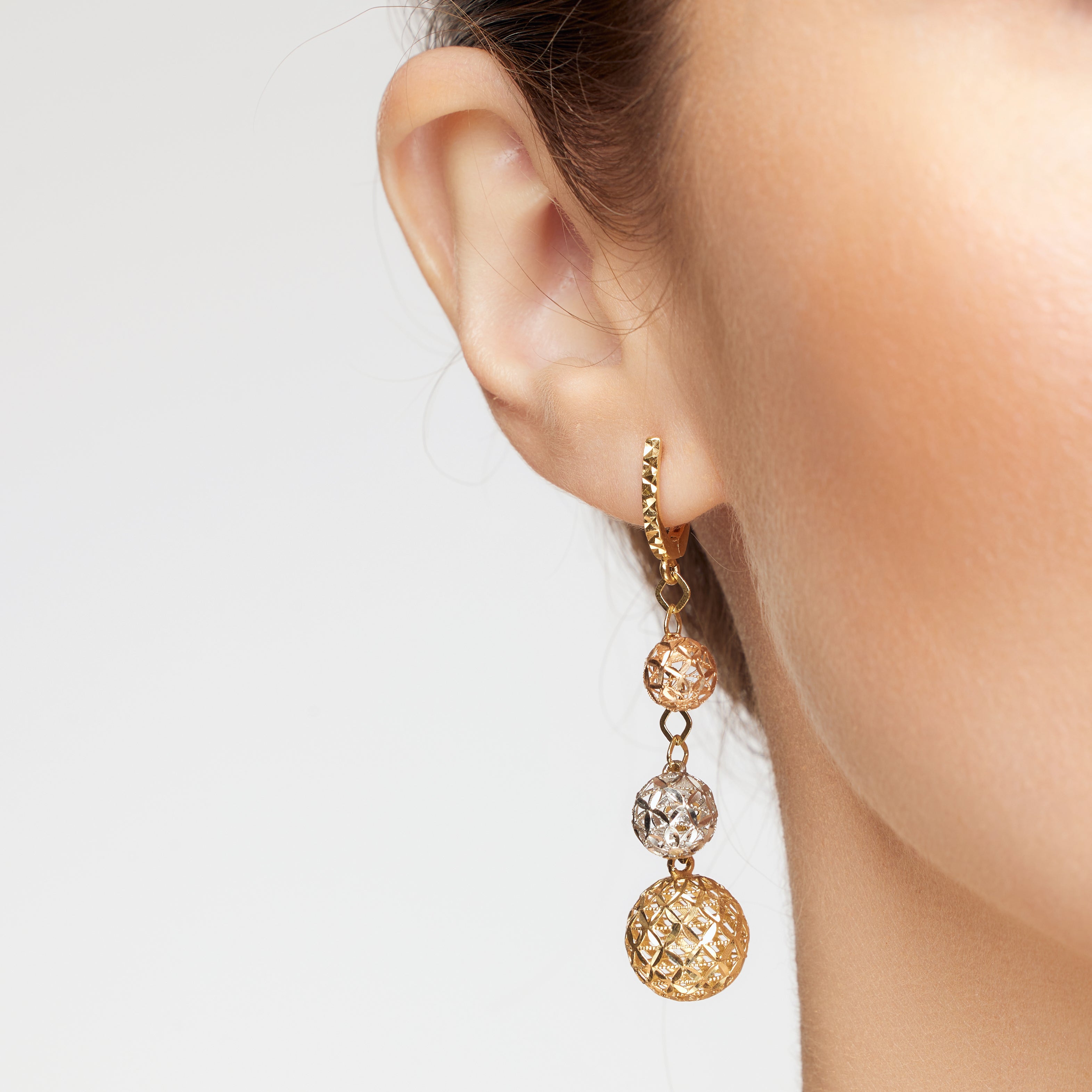 18K Yellow, White and Rose Gold Earrings