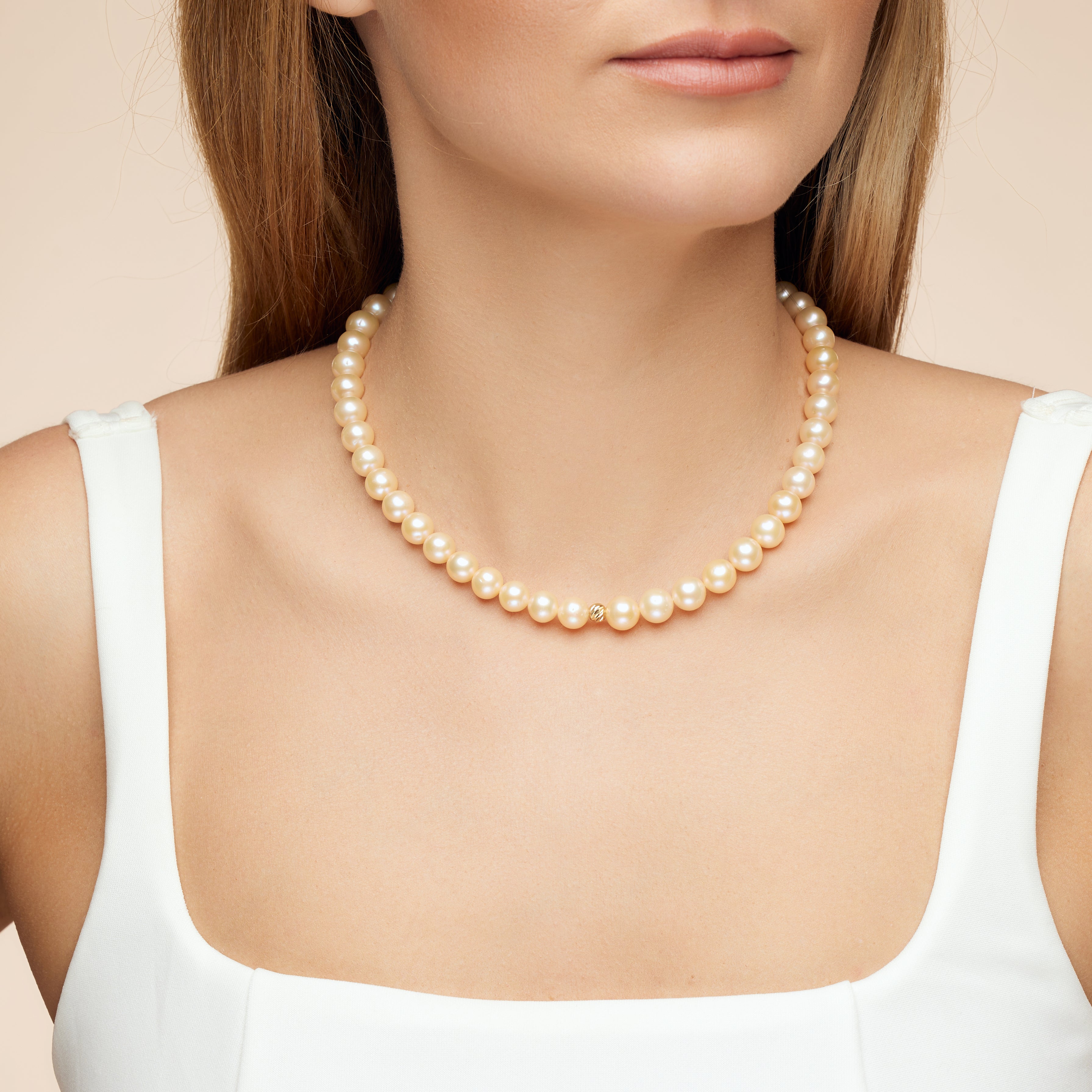 Natural Culture Pearls Necklace with Faceted Beads and 14K Gold Clasp