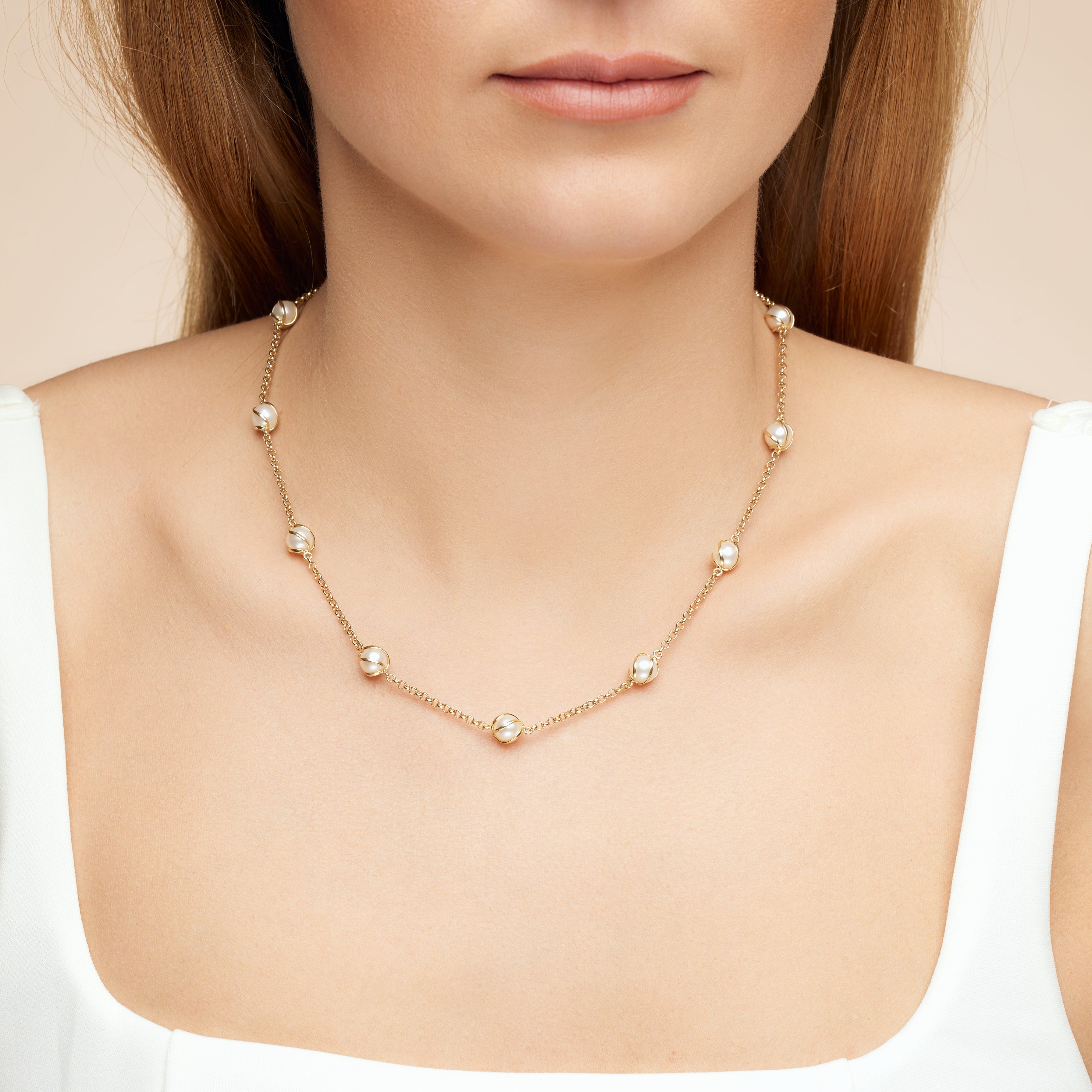 14K Yellow Gold Necklace with Culture Pearl