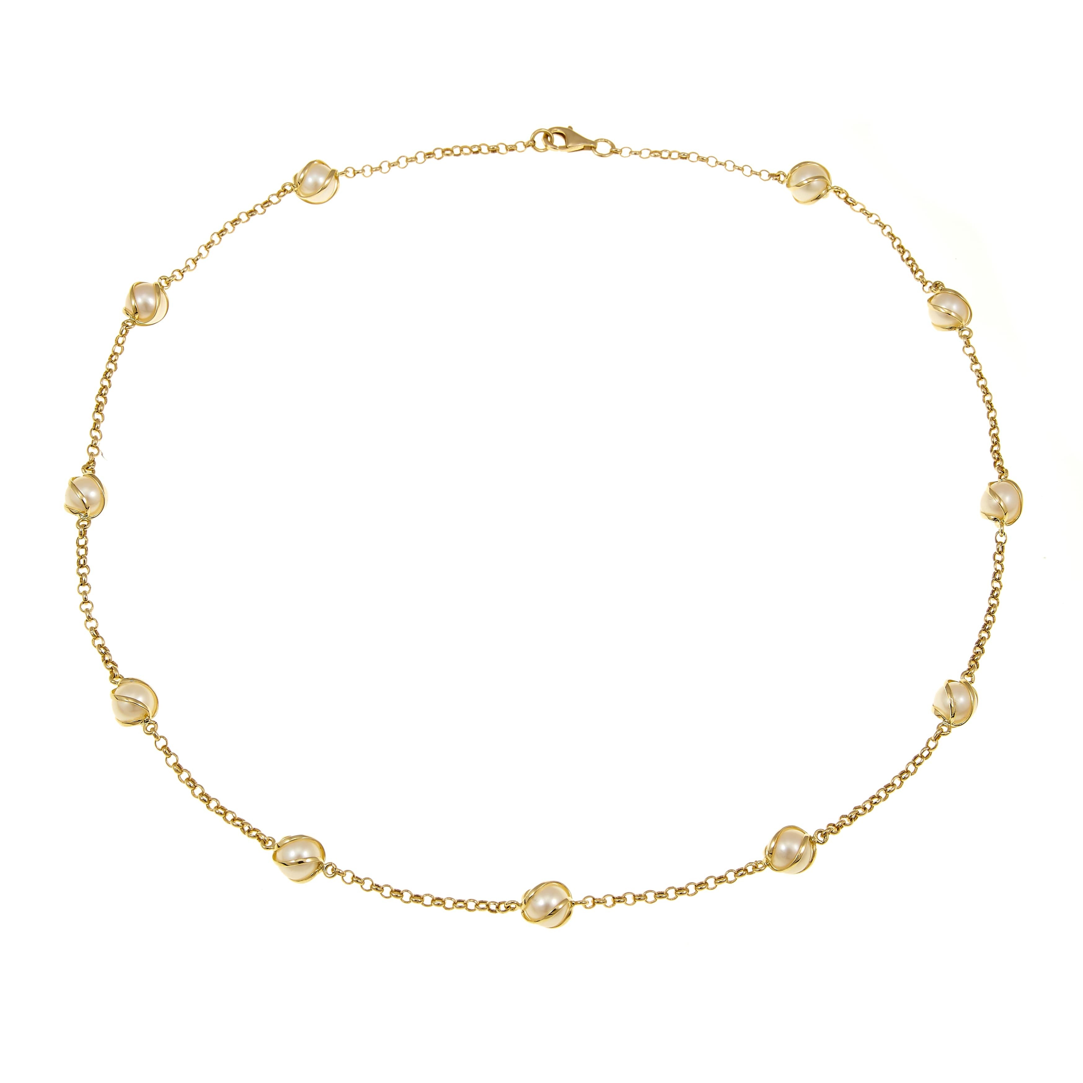 Halskette aus gelbgold 14K mit der perle der kultur COL028