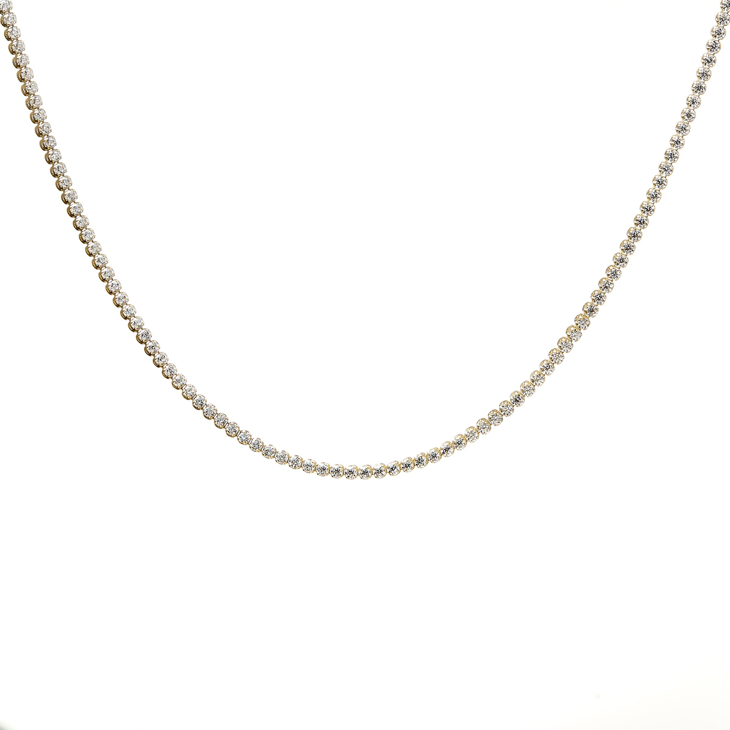 14K Yellow Gold Tennis Necklace