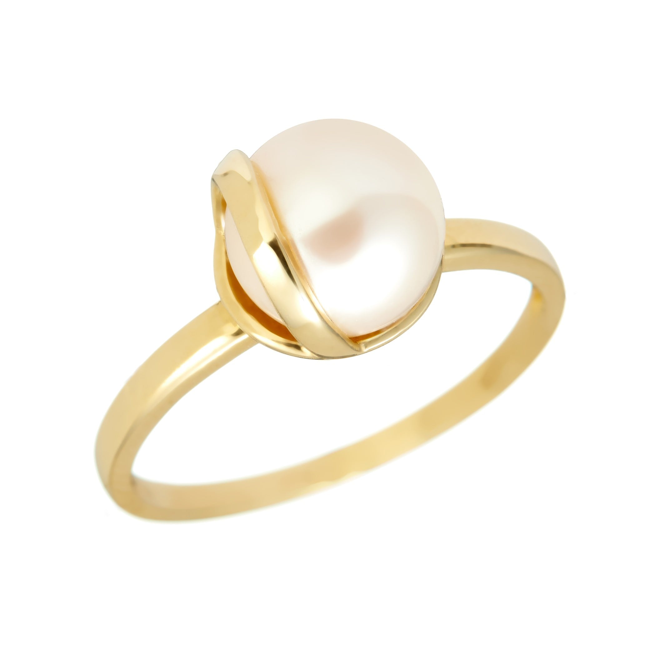 Ring aus gelbgold 14K mit der perle der kultur IAU030