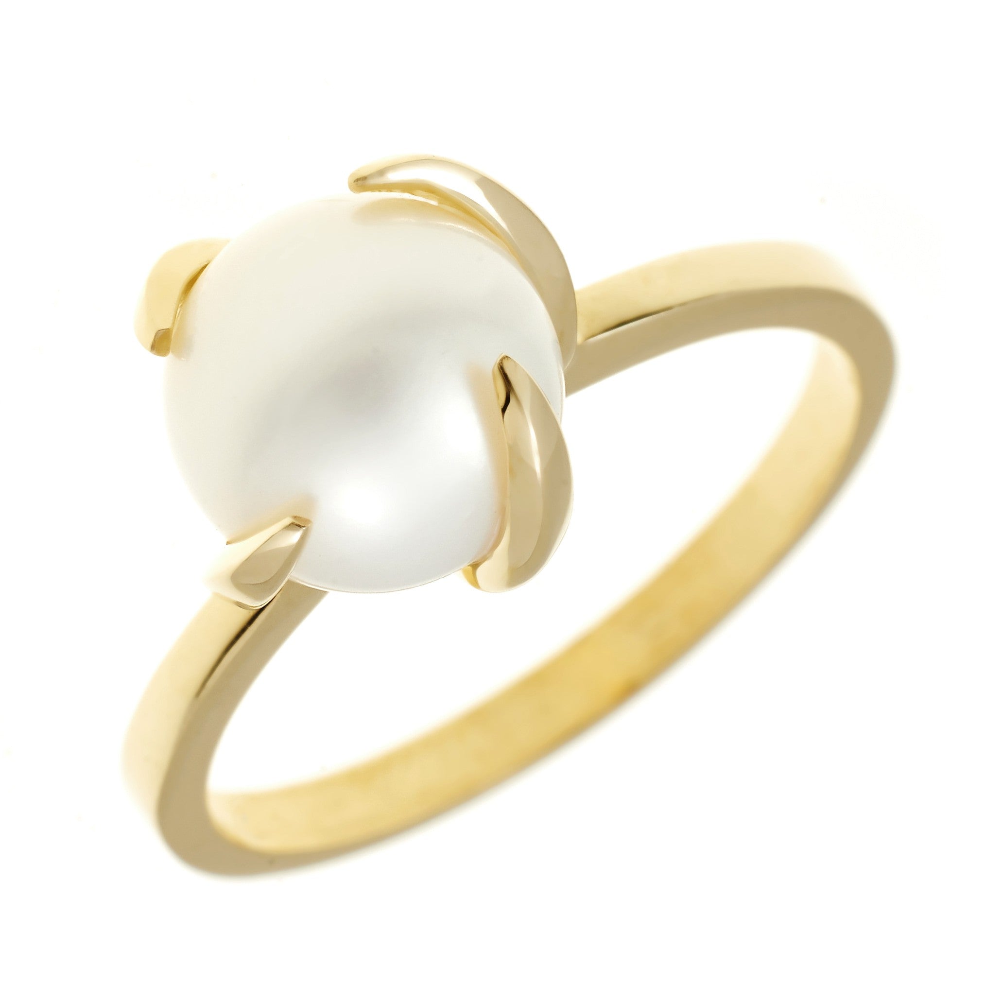 Ring aus gelbgold 14K mit der perle der kultur IAU154