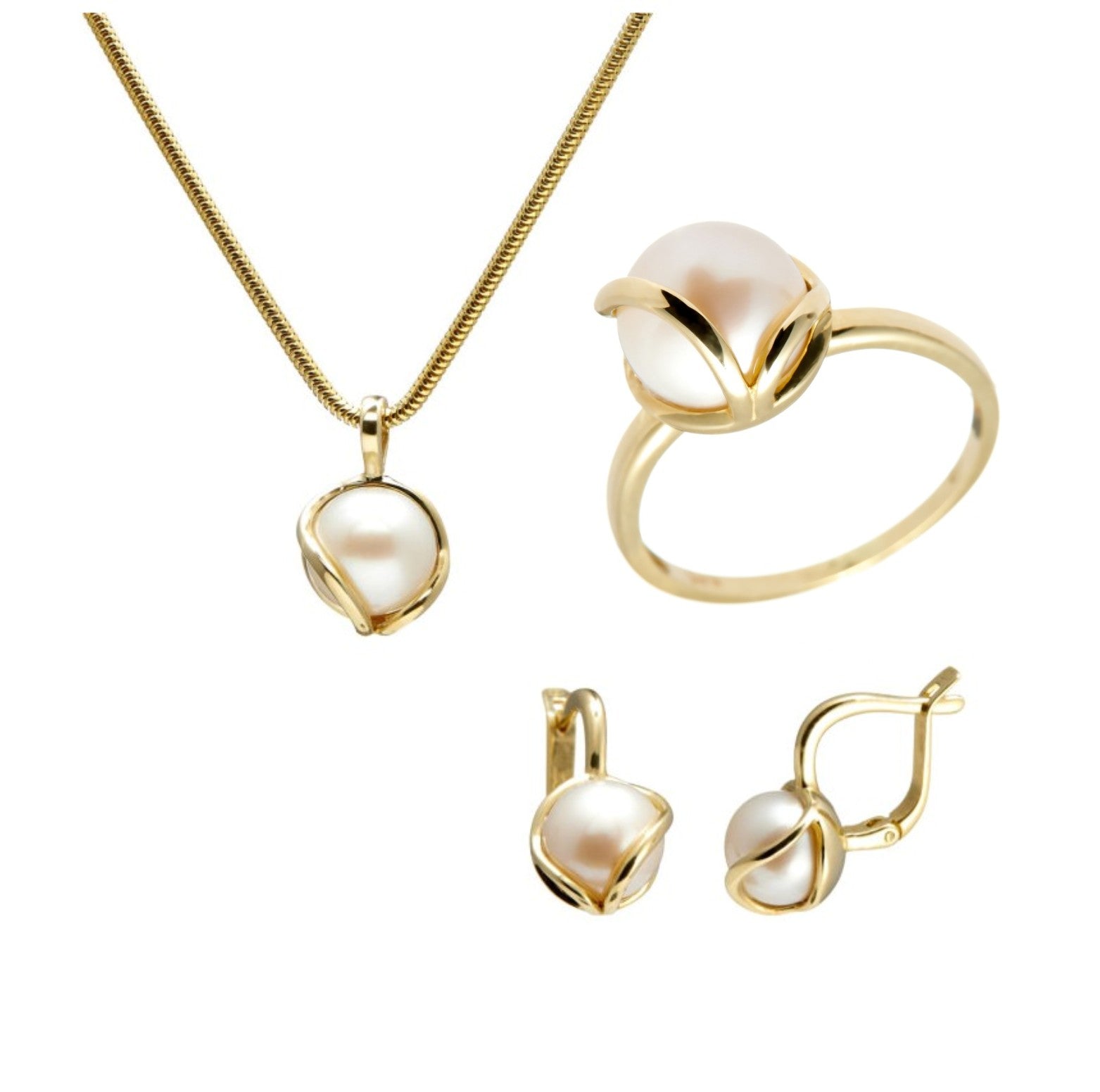 Set aus gelbgold 14K mit kulturperle SET053